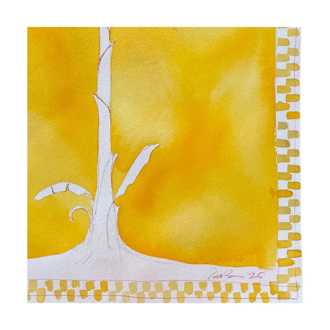 Yellow Palm With Checker 1 Painting by Lia Burke Libaire - 2