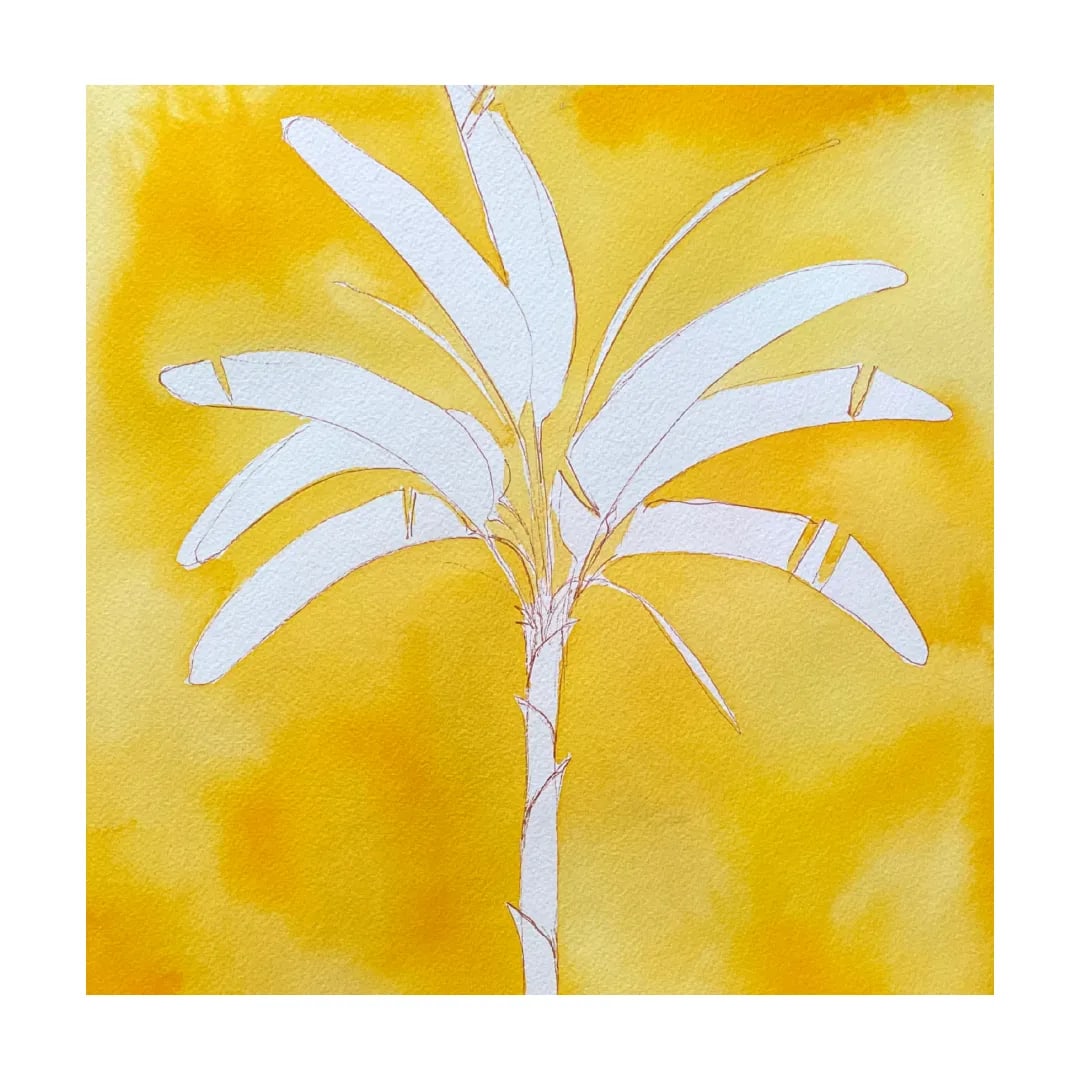 Yellow Palm With Checker 1 Painting by Lia Burke Libaire - 3