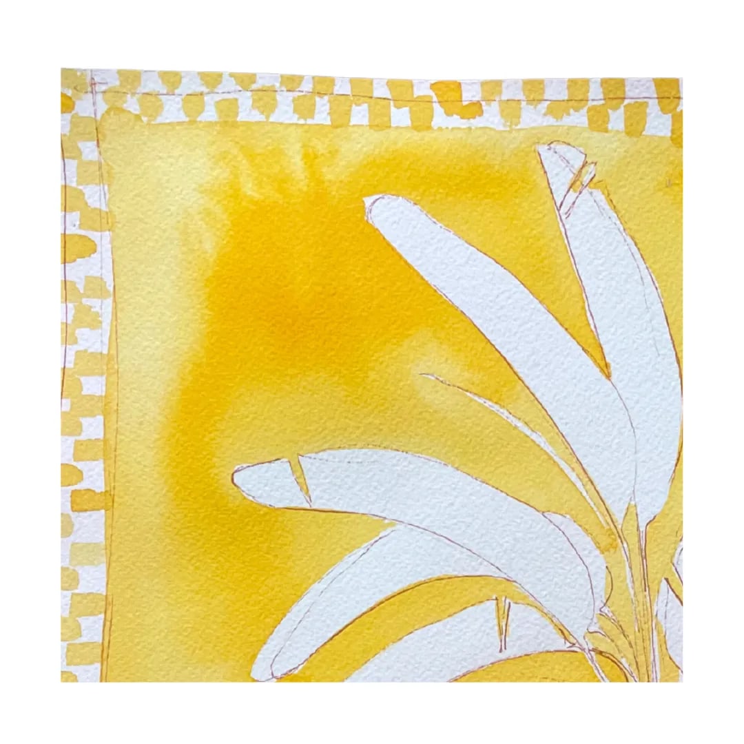 Yellow Palm With Checker 1 Painting by Lia Burke Libaire - 4