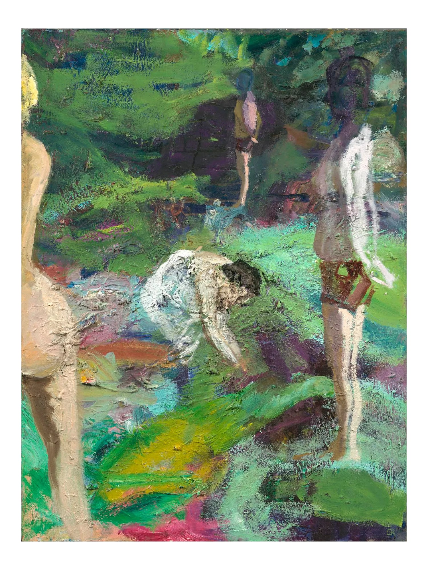 Mystical Manet Inspired by Regina Gately Painting: I started with a plein air painting of a woman on the shore in Rogers Park taking artistic liberties painting her primitively nude and combining it with the influence of paintings by some of the