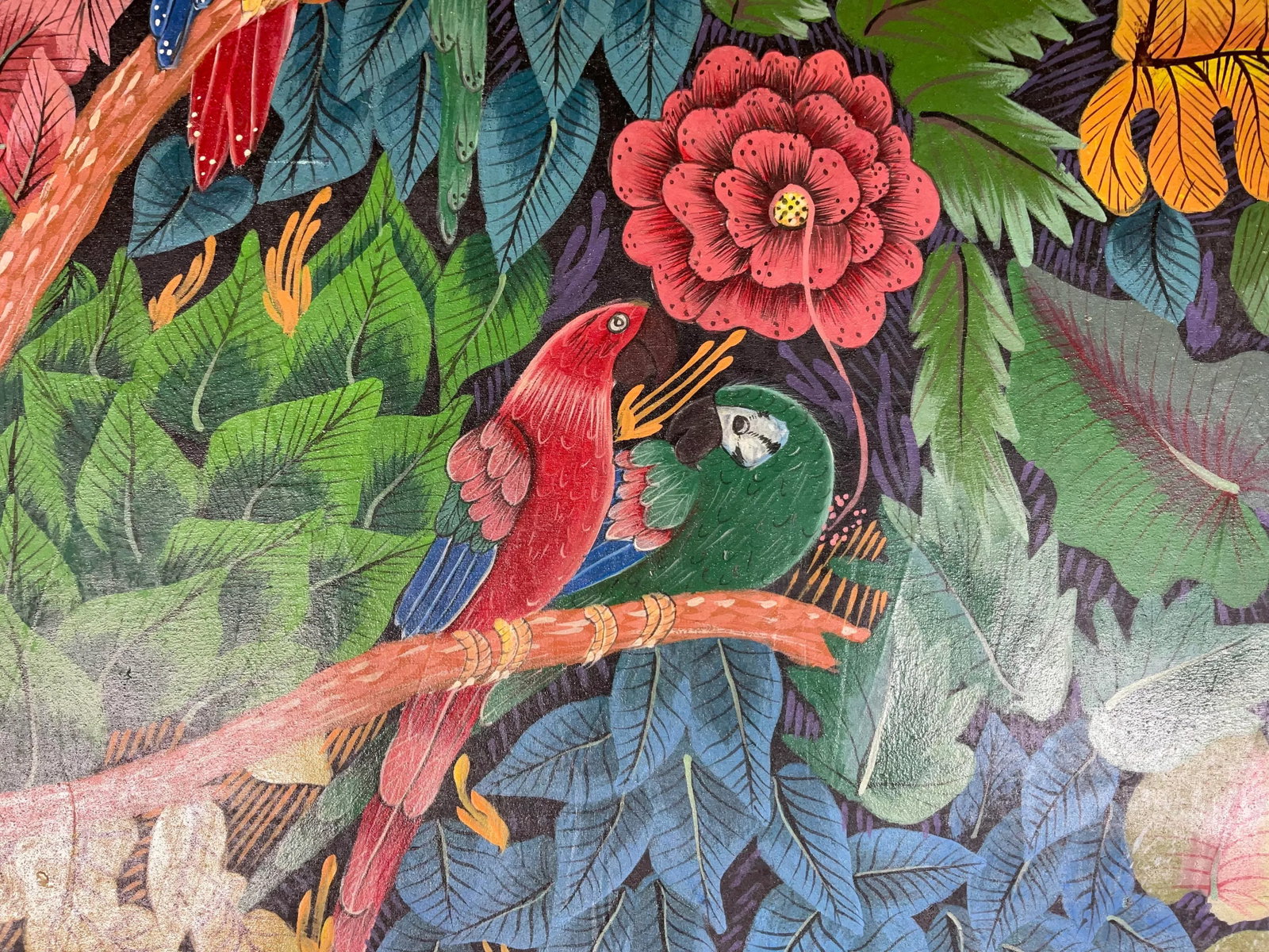 Captivating Haitian Jungle Scene With Macaws - Signed Original Art - 12