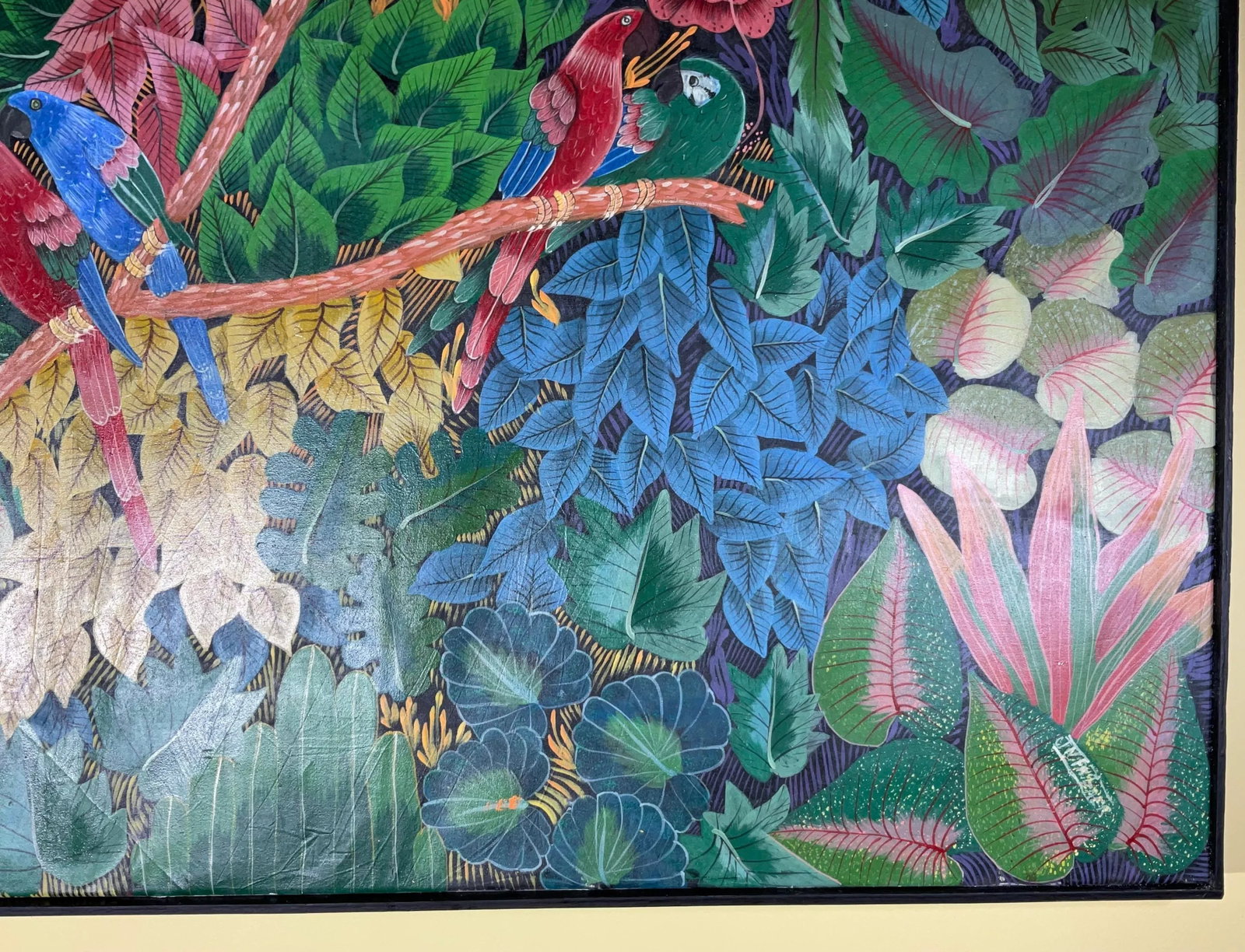 Captivating Haitian Jungle Scene With Macaws - Signed Original Art - 2