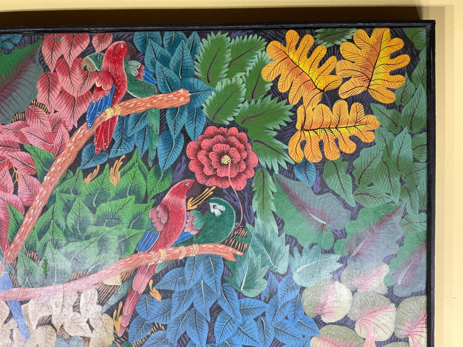 Captivating Haitian Jungle Scene With Macaws - Signed Original Art - 4