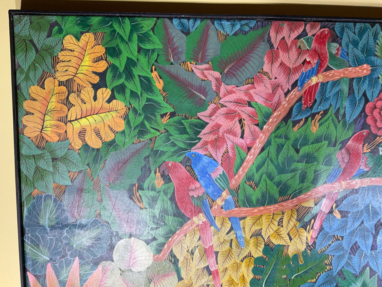 Captivating Haitian Jungle Scene With Macaws - Signed Original Art - 5