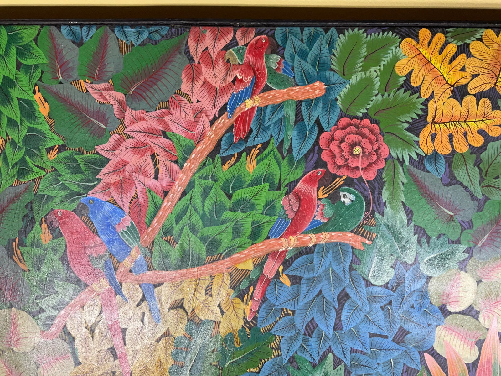 Captivating Haitian Jungle Scene With Macaws - Signed Original Art - 6
