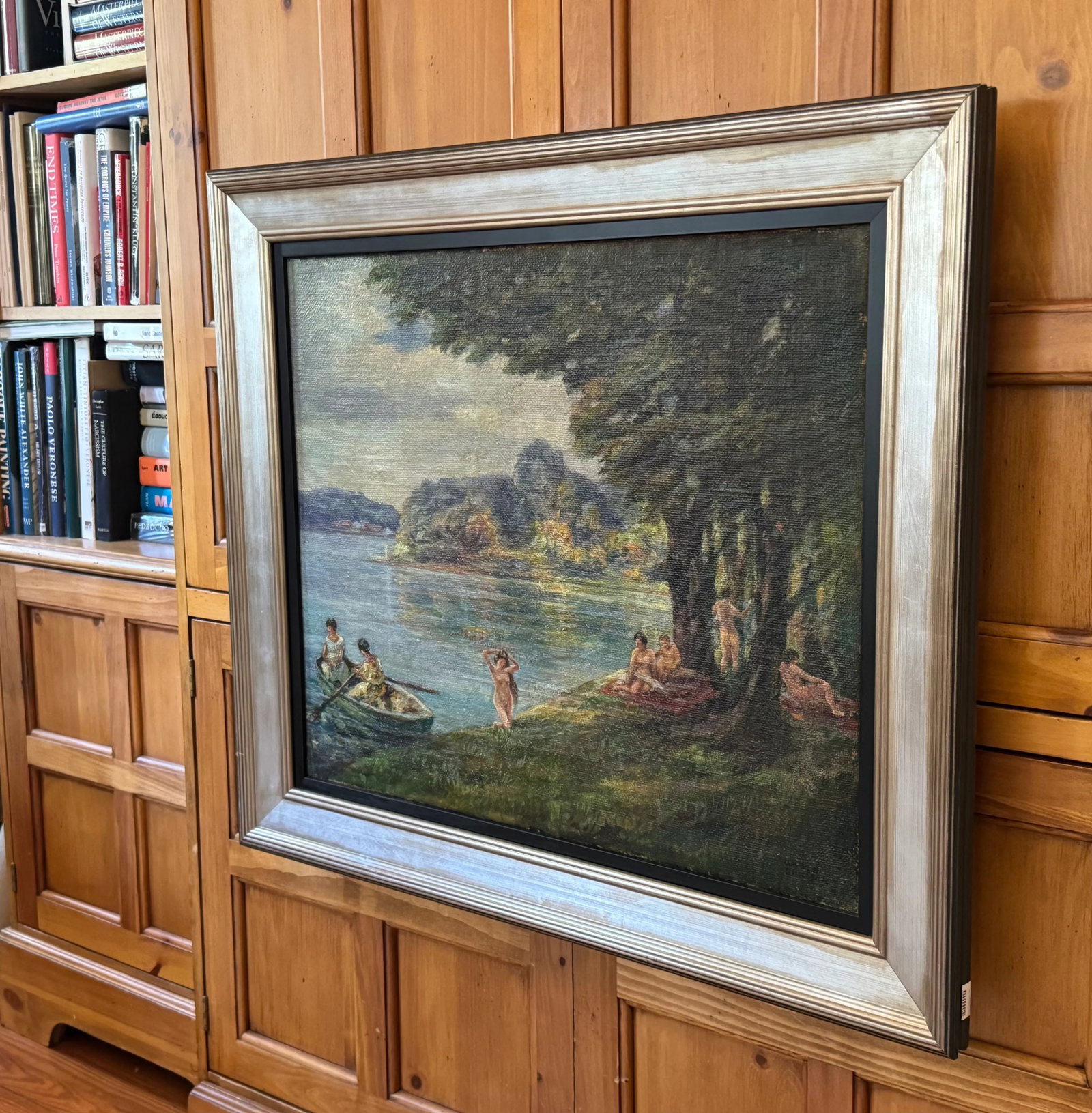Oil Painting on Canvas of Nudes in a Lakeside Landscape by Oscar Erickson, C. 1920. - 4