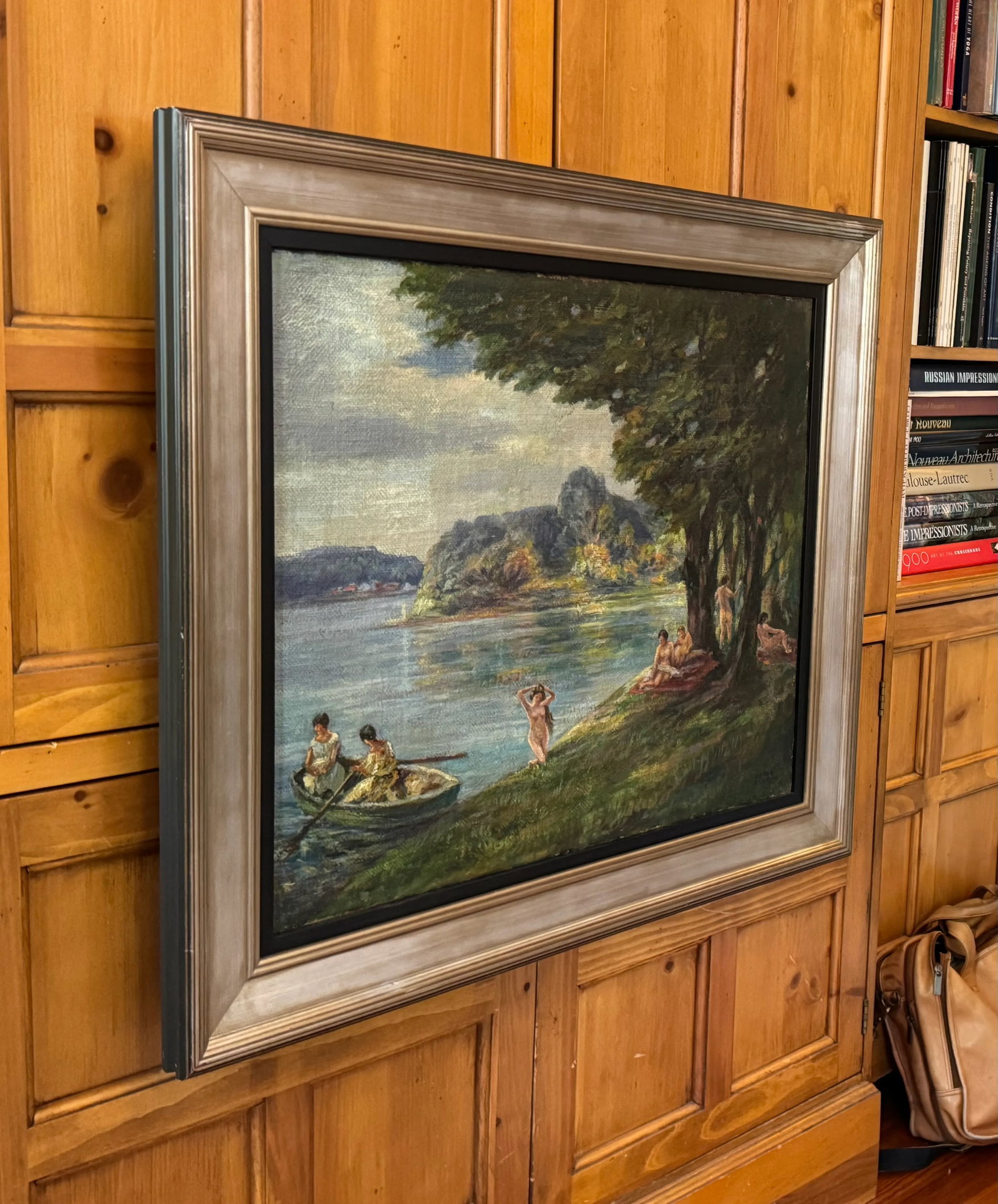 Oil Painting on Canvas of Nudes in a Lakeside Landscape by Oscar Erickson, C. 1920. - 6