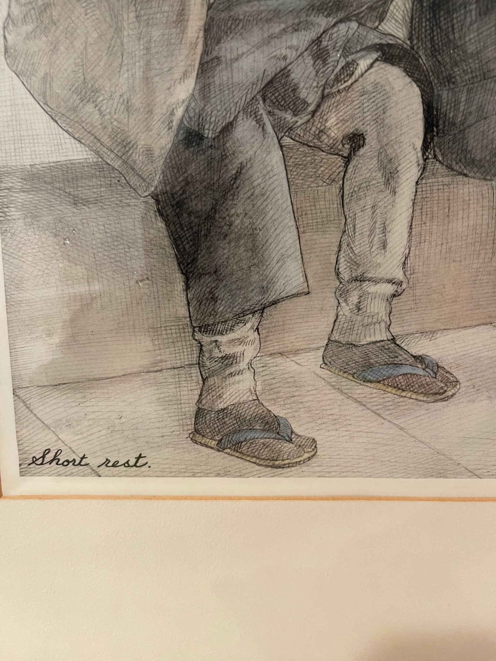 1940s Seiler, Willy. "Short Rest" Original Japanese Hand-Colored Etching, Framed - 2