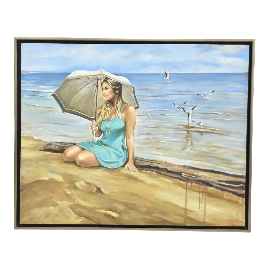 Late 20th Century Harry McCormick , Oil on Canvas Beach Scene, Framed (1 of 9)