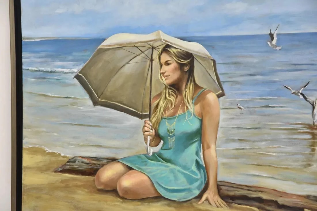 Late 20th Century Harry McCormick , Oil on Canvas Beach Scene, Framed - 2