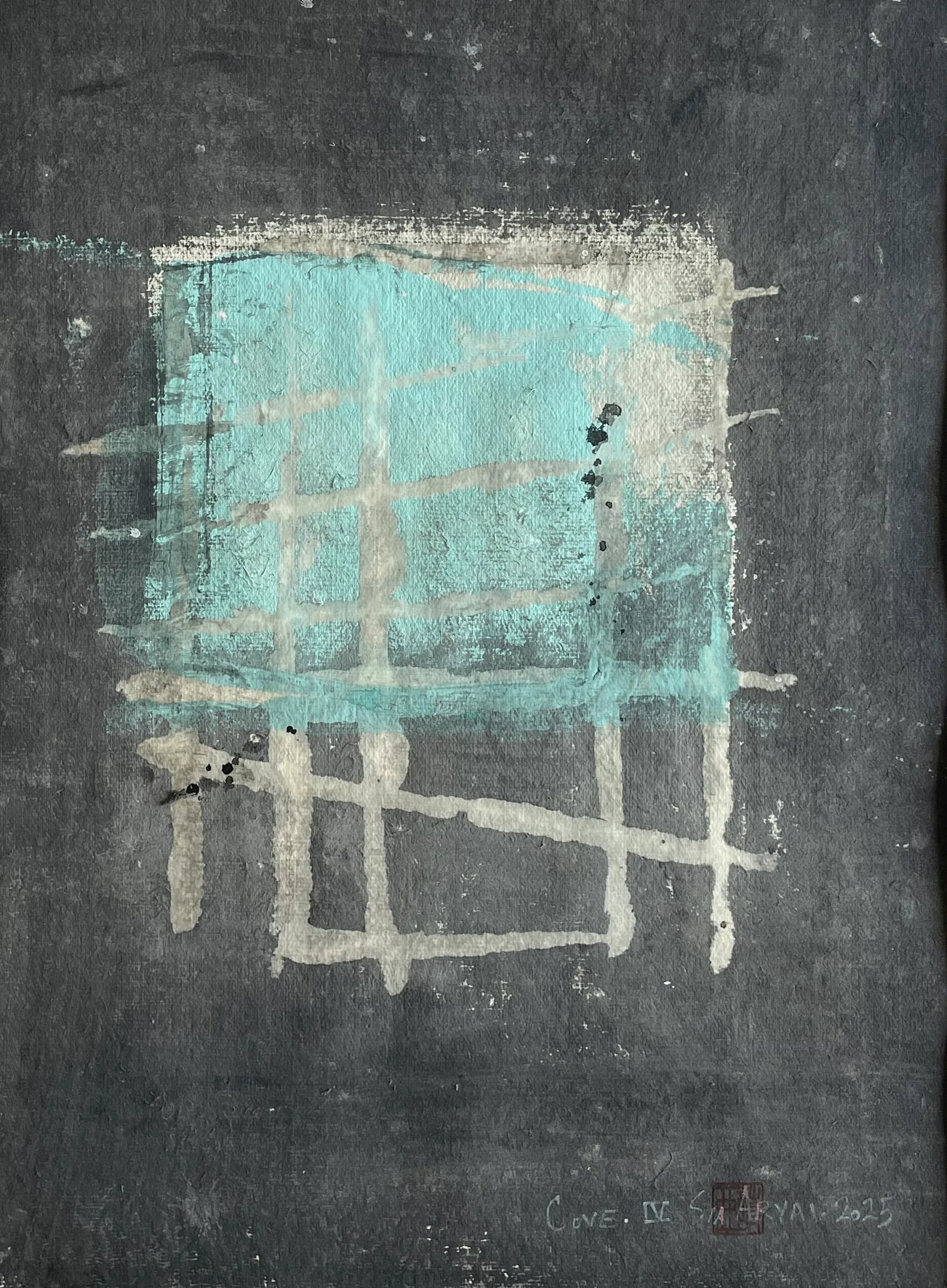 Cove.IV White Framed Abstract Painting - 2