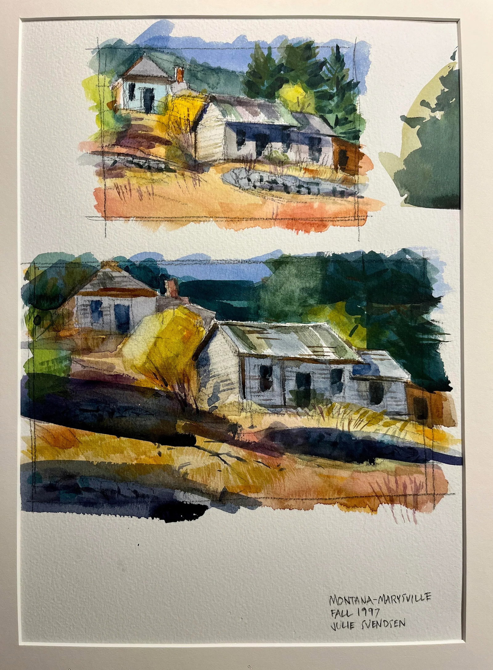 1997 Disney Imagineer Julie Svendsen "Montana-Marysville" Original Watercolor Painting, Framed - 2