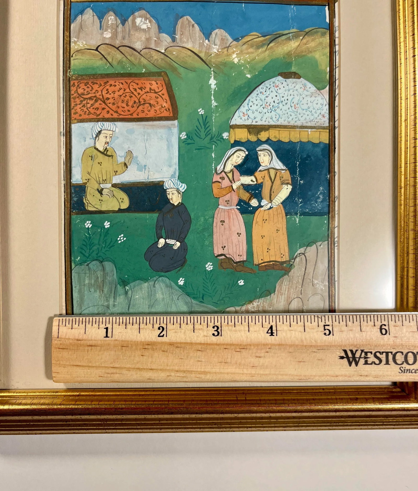 19th Century Antique Persian Illustrated Manuscript Miniature Gouache Painting - 5