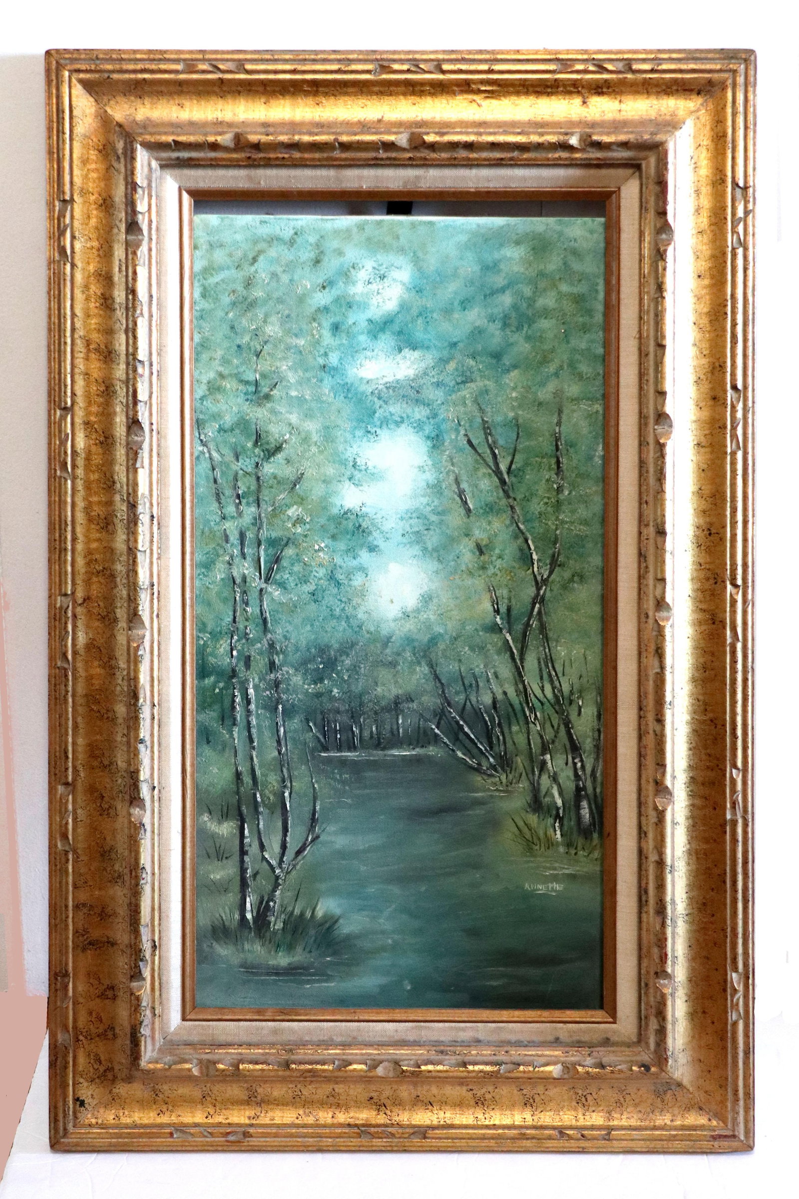 British Listed Artist, Emerald Green Vertical Landscape, by Anette Elias, Oil on Canvas - 11
