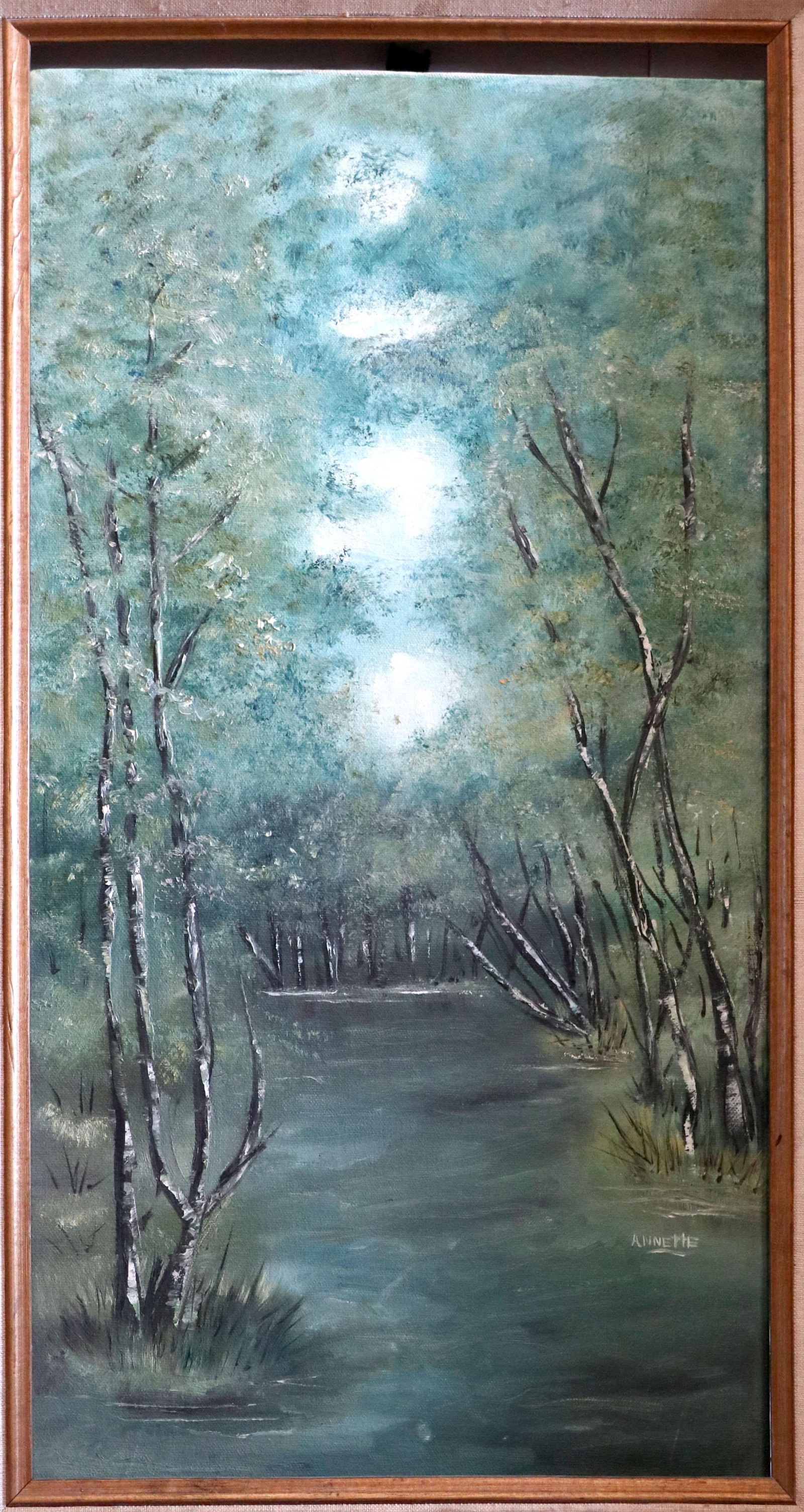 British Listed Artist, Emerald Green Vertical Landscape, by Anette Elias, Oil on Canvas - 2