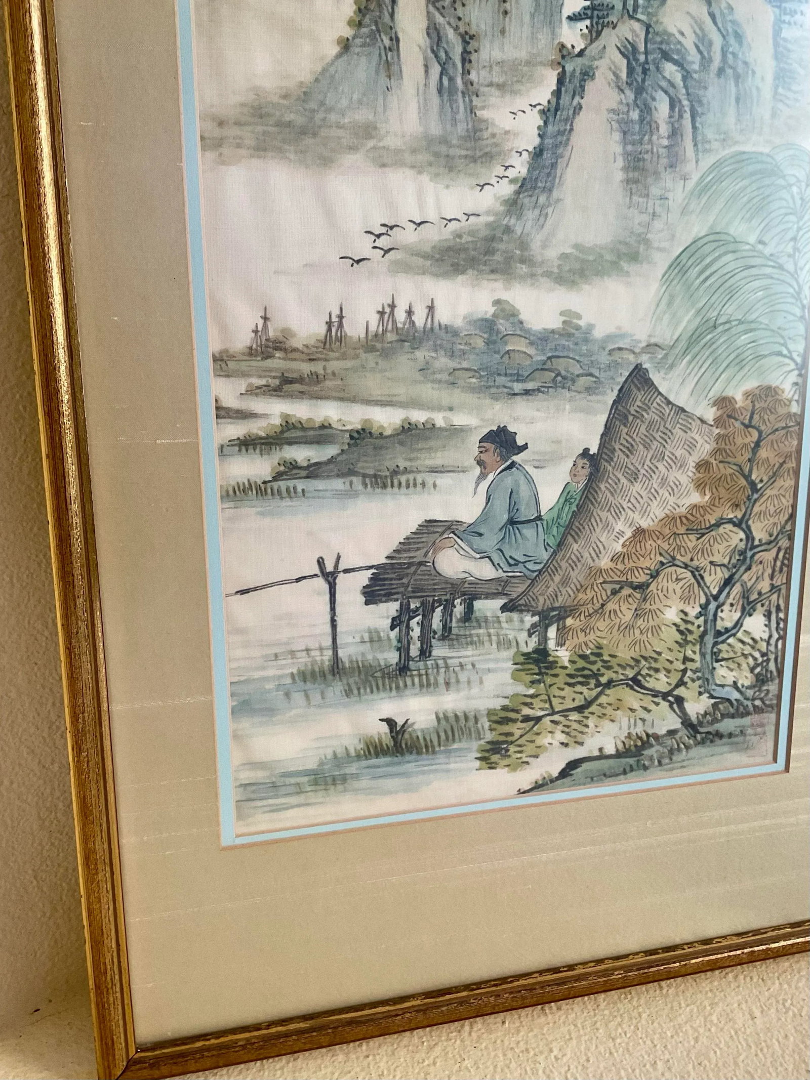 Early 20th Century Traditional Chinese Watercolor Landscape Painting on Silk - Framed - 10