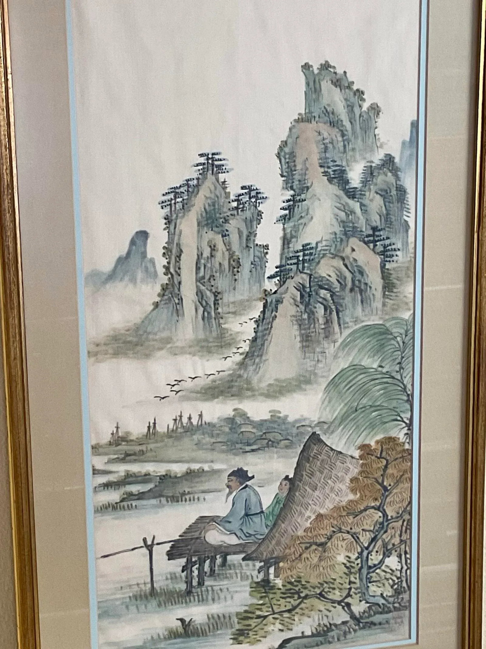 Early 20th Century Traditional Chinese Watercolor Landscape Painting on Silk - Framed - 5