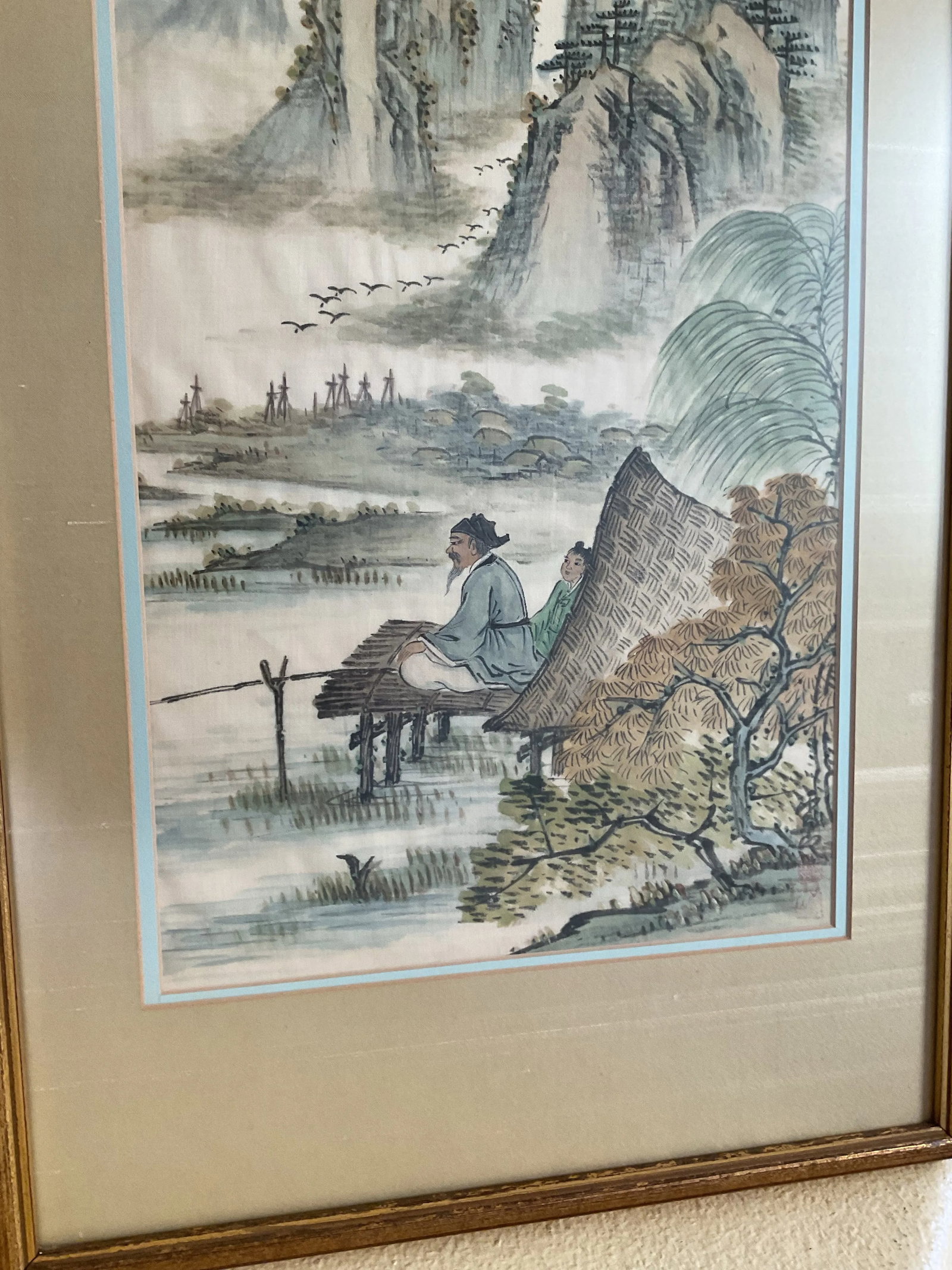 Early 20th Century Traditional Chinese Watercolor Landscape Painting on Silk - Framed - 9