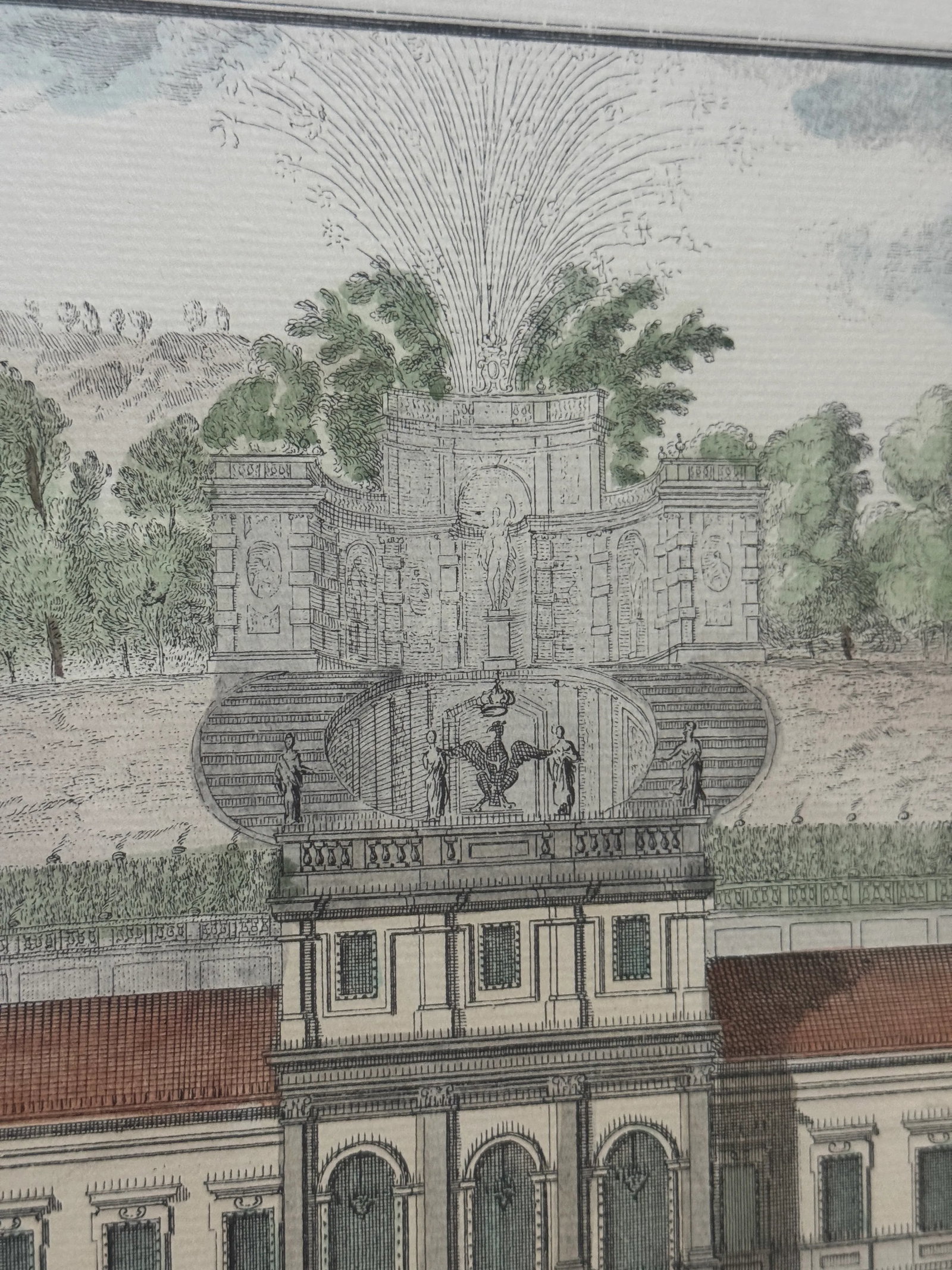 1737 Etching of Villa Della Regina in Turin by Giovanni Antonio Belmond, Framed - 5