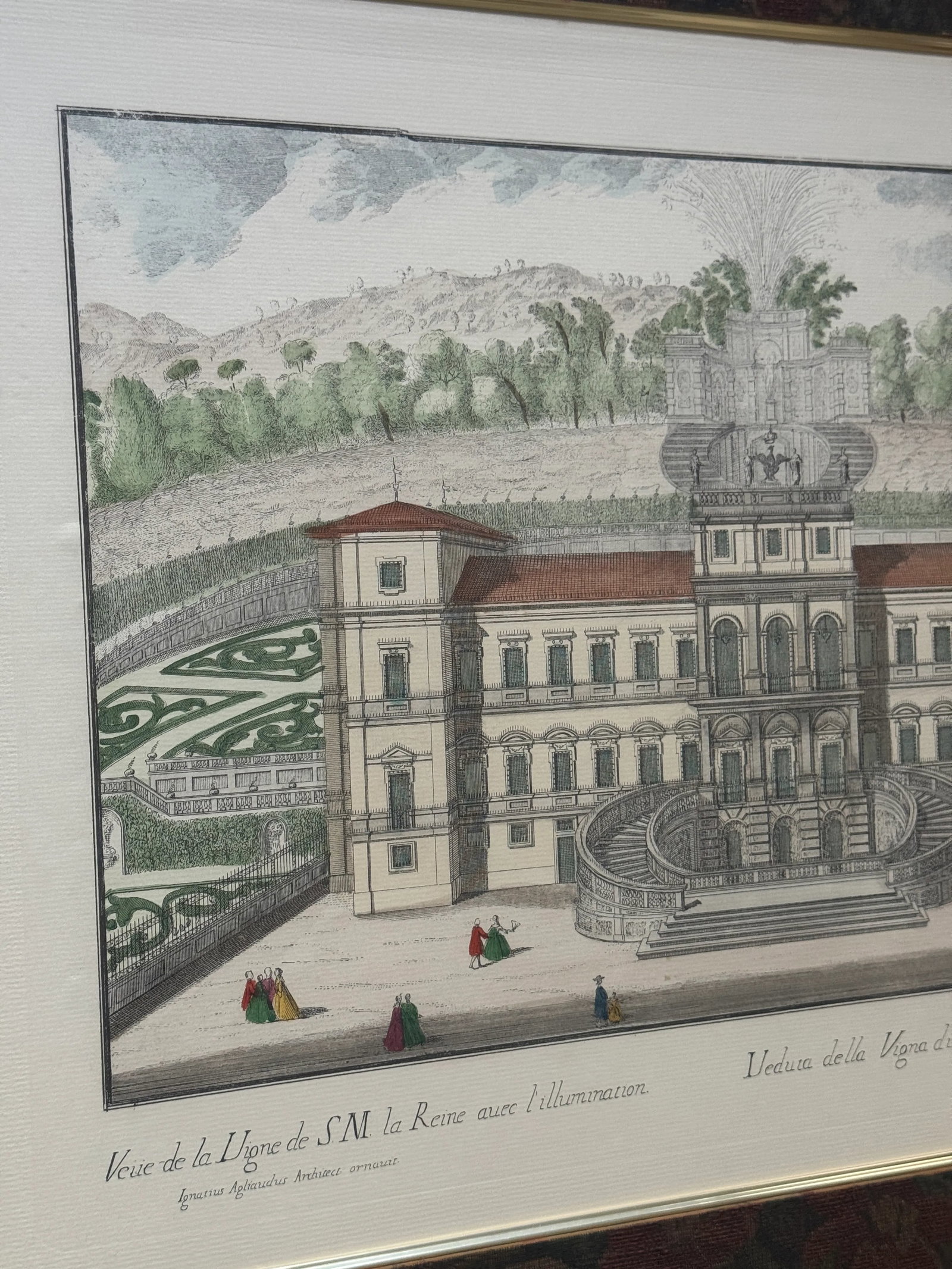 1737 Etching of Villa Della Regina in Turin by Giovanni Antonio Belmond, Framed - 8