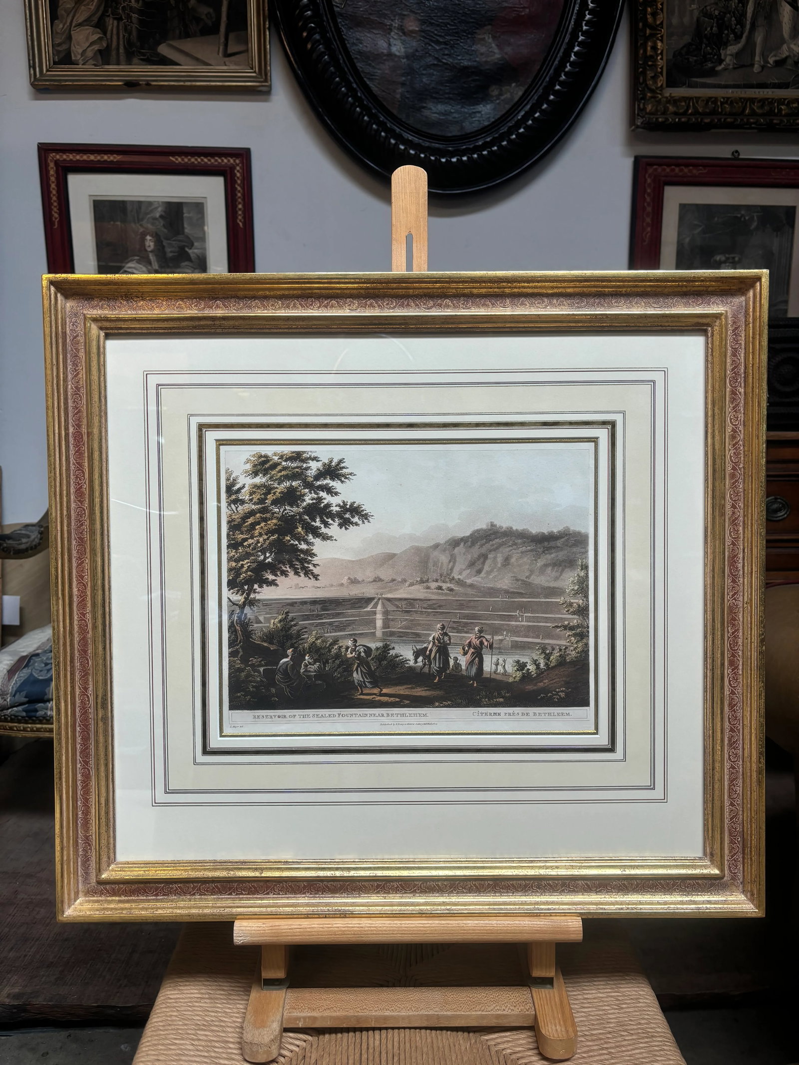Reservoir of the Sealed Fountain Near Bethlehem(1804) by Luigi May W/ Gold Frame - 4