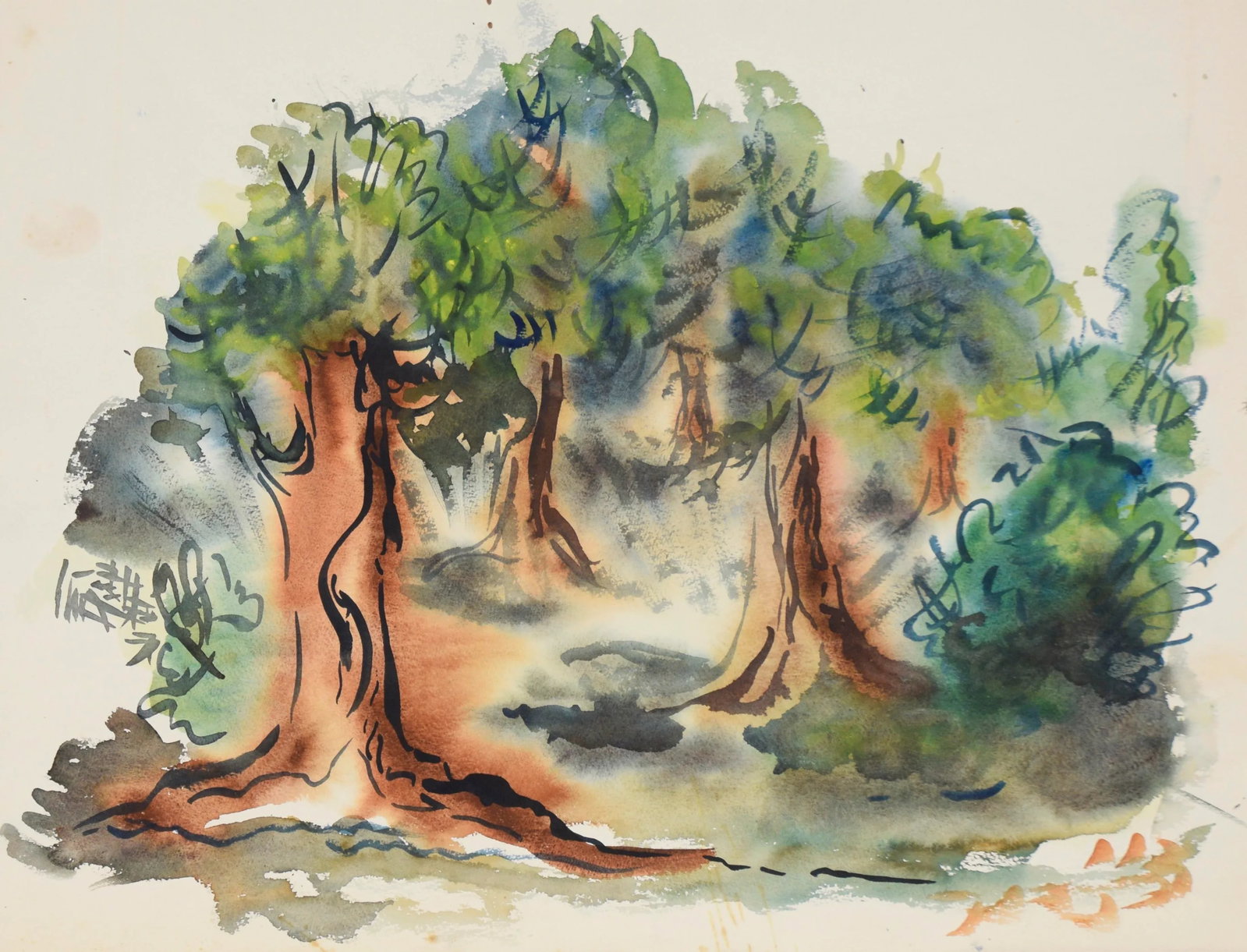 Through the Trees - Original Watercolor on Paper by Bertram Spencer - 3