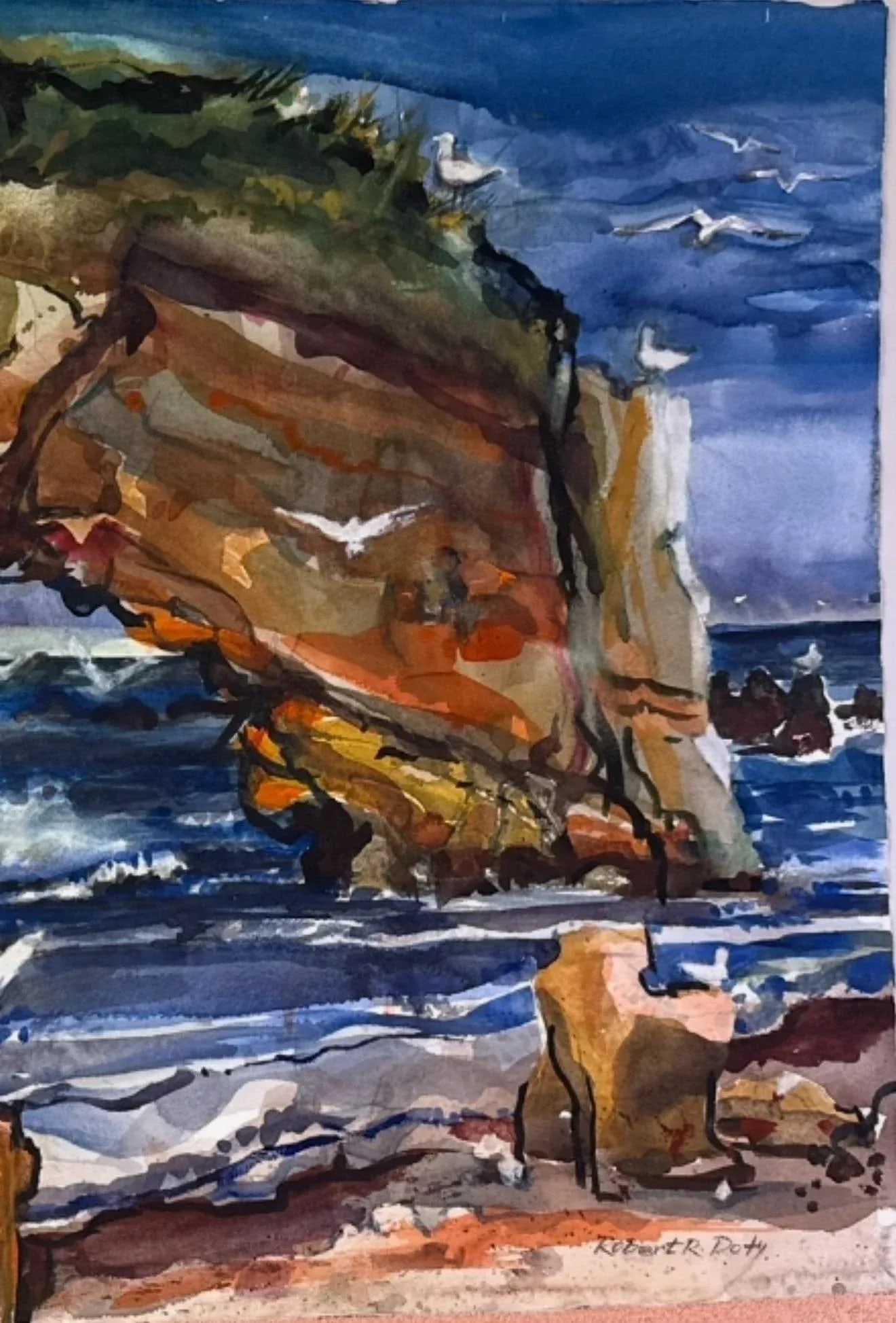 1990s Robert R. Doty Original Watercolor Mixed Media - 5