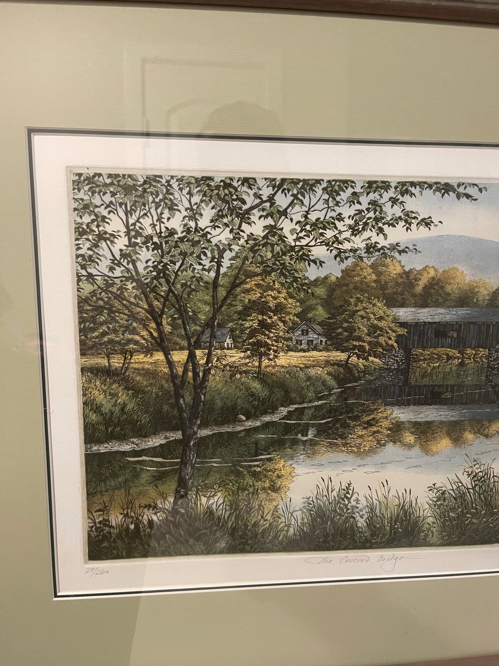 Late 20th Century Canten, Kathleen. "The Covered Bridge" Limited Edition Lithograph (27/260) of an O - 10