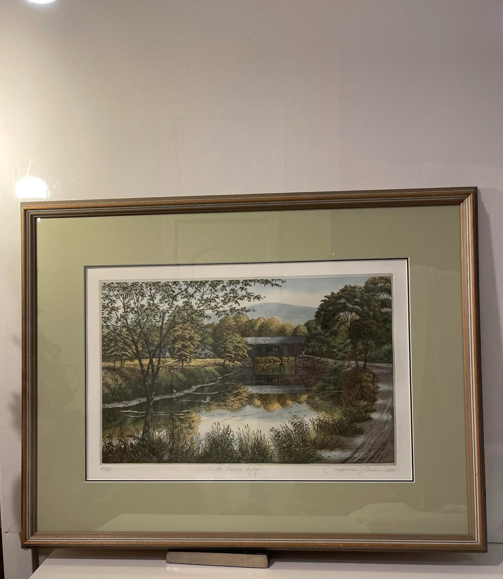 Late 20th Century Canten, Kathleen. "The Covered Bridge" Limited Edition Lithograph (27/260) of an O - 12
