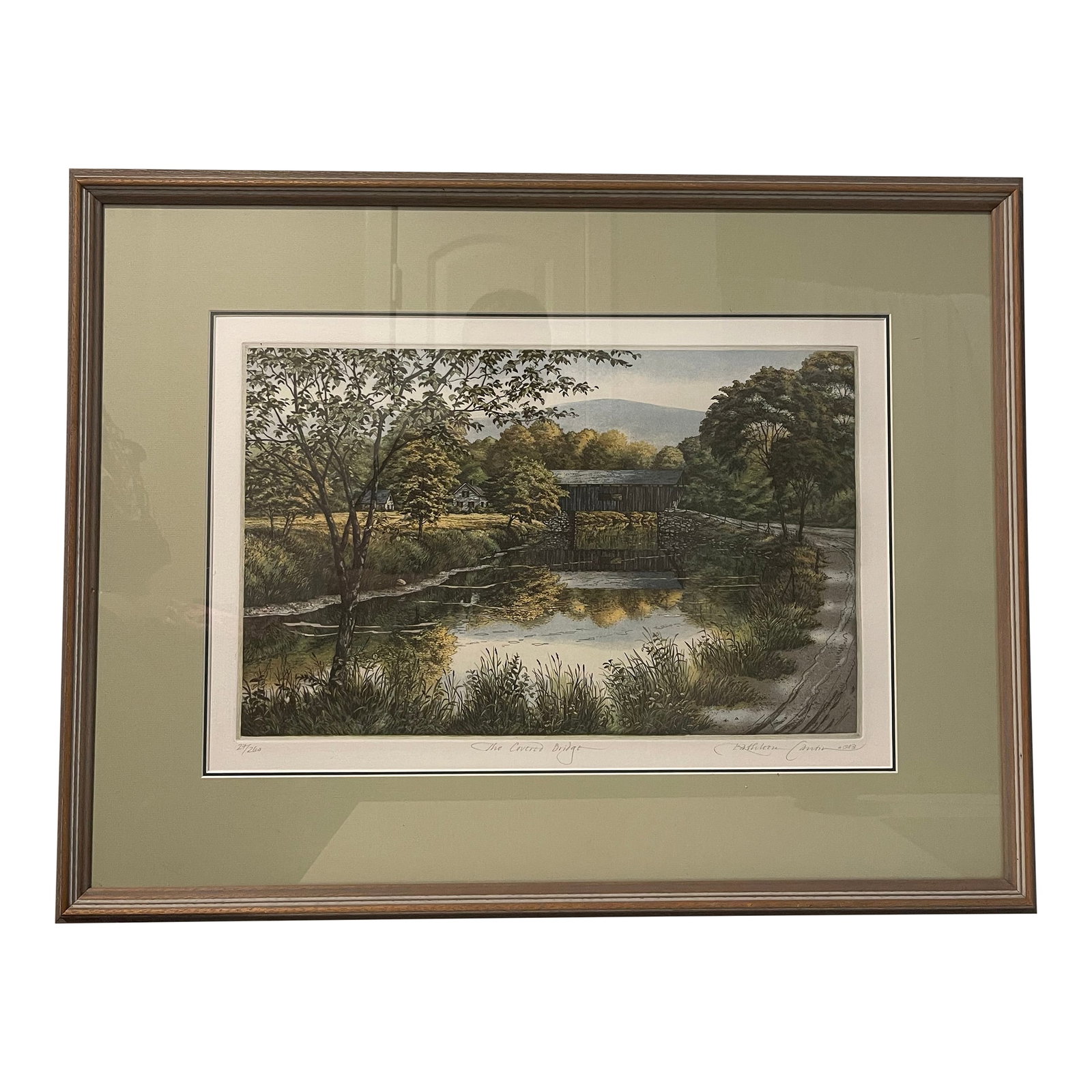 Late 20th Century Canten, Kathleen. "The Covered Bridge" Limited Edition Lithograph (27/260) of an O (1 of 12)