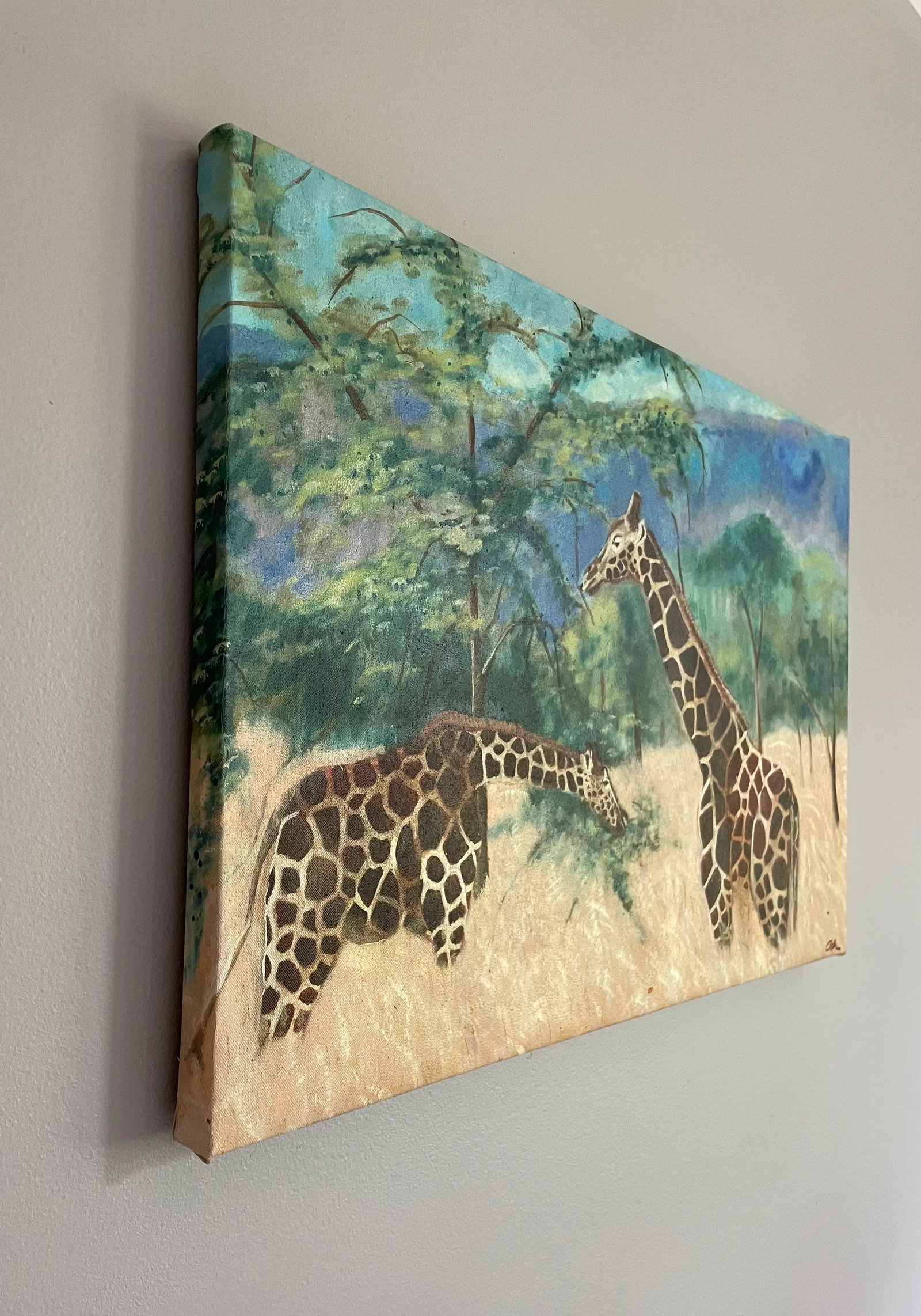 1980s Giraffe Painting by Cathe Hendrick - 3