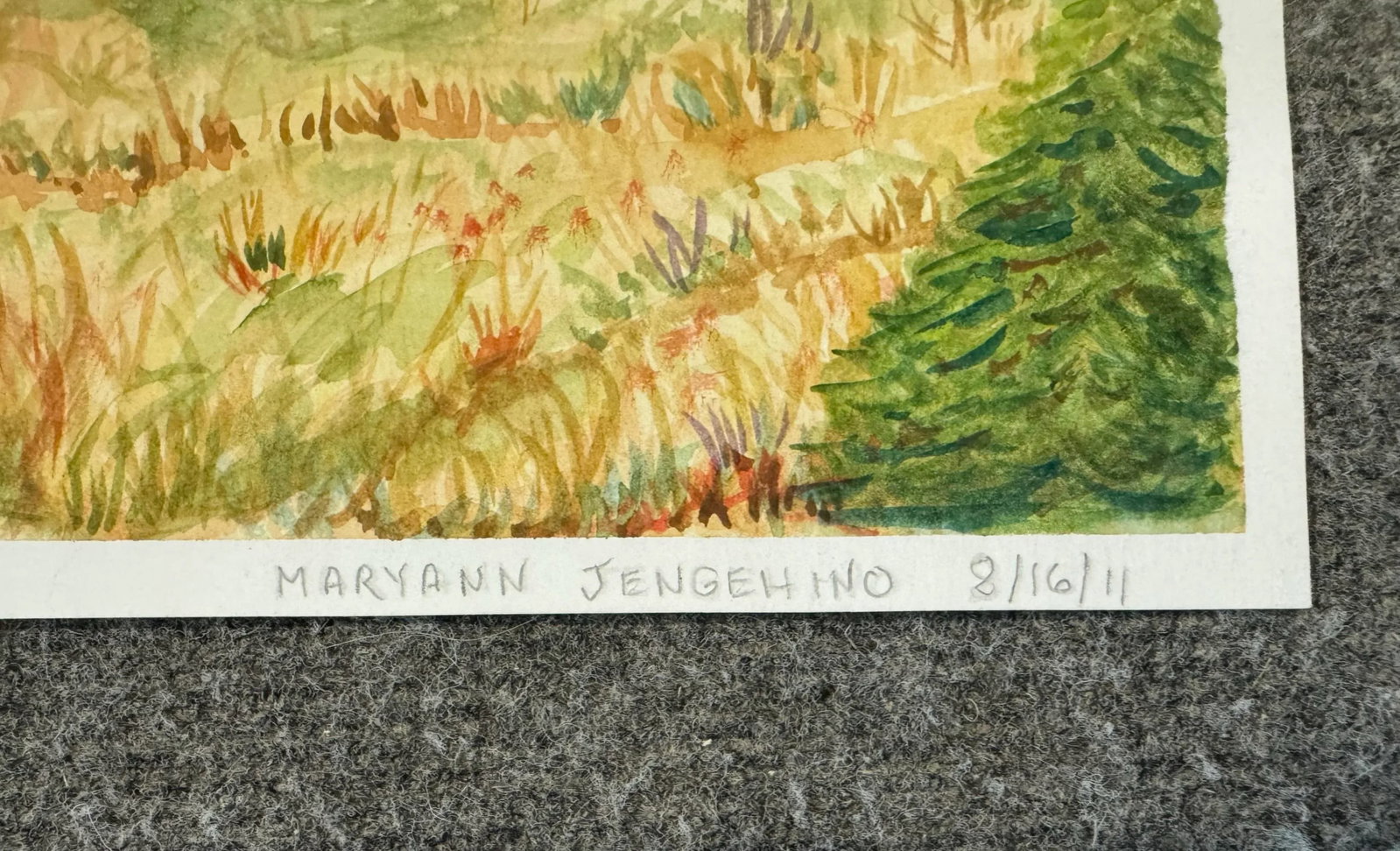 Original Watercolor Pastoral Painting of a Red Roof Barn and Hay Bales - 3