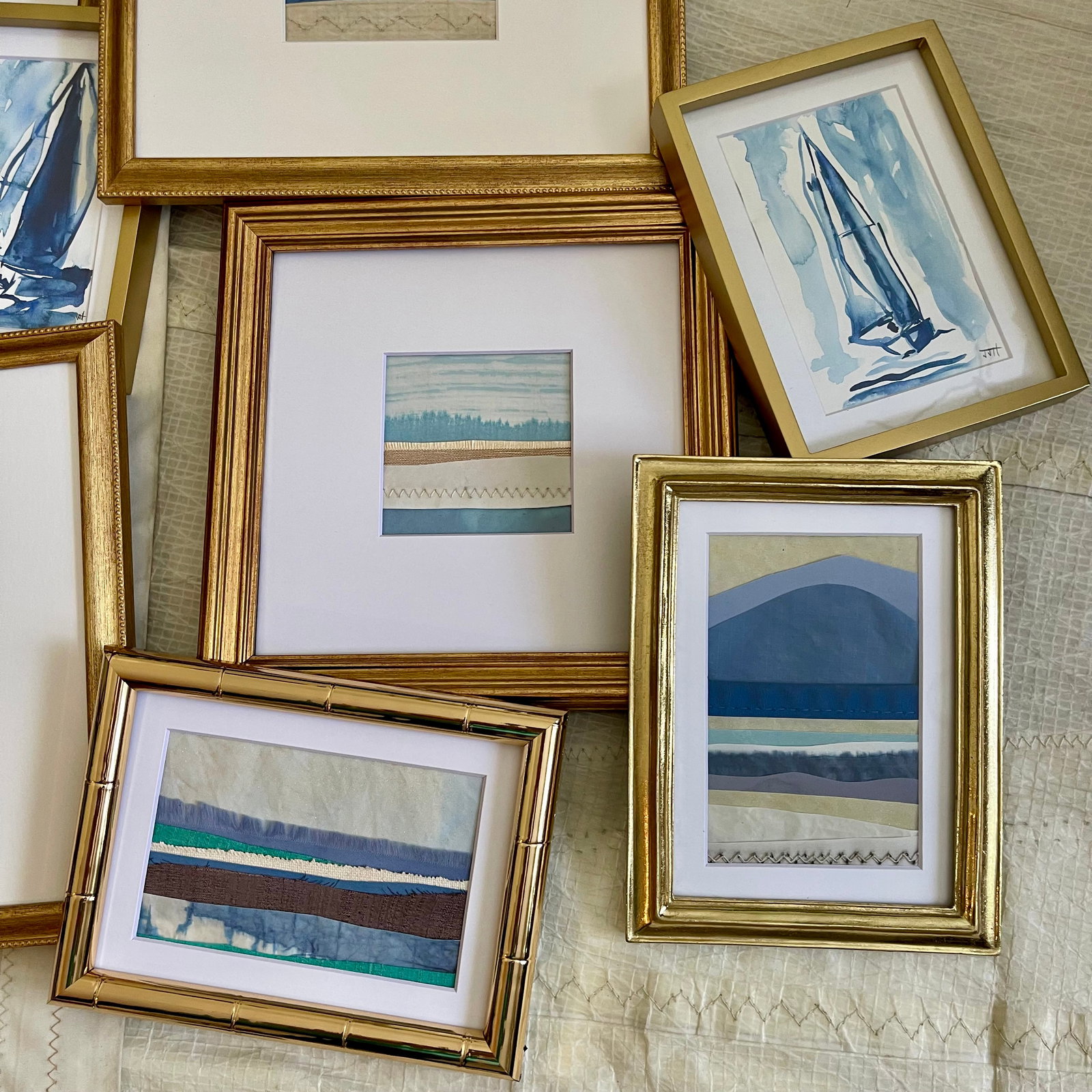 Contemporary Semi-Abstract Mixed Media Nautical Sailcloth Landscape - By JJ-Hogan | There Is Still - 6
