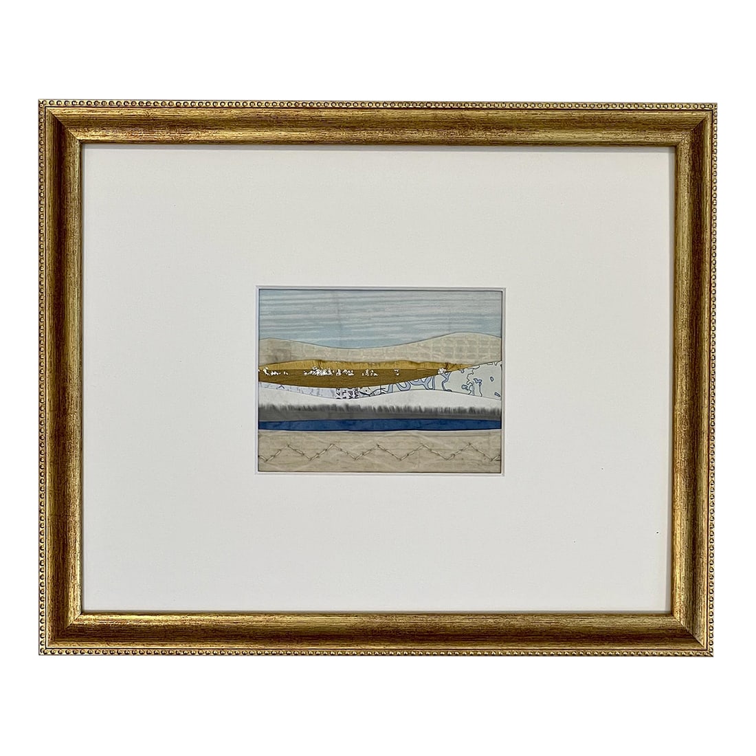 Contemporary Semi-Abstract Mixed Media Nautical Sailcloth Landscape - By JJ-Hogan | Embrace Your P: NAUTICAL SAILS + Reclaimed + Repurposed + Reimagined JJ Hogan repurposes retired nautical sails and marine cloths to create textural art under glass and on canvas. These works often incorporate