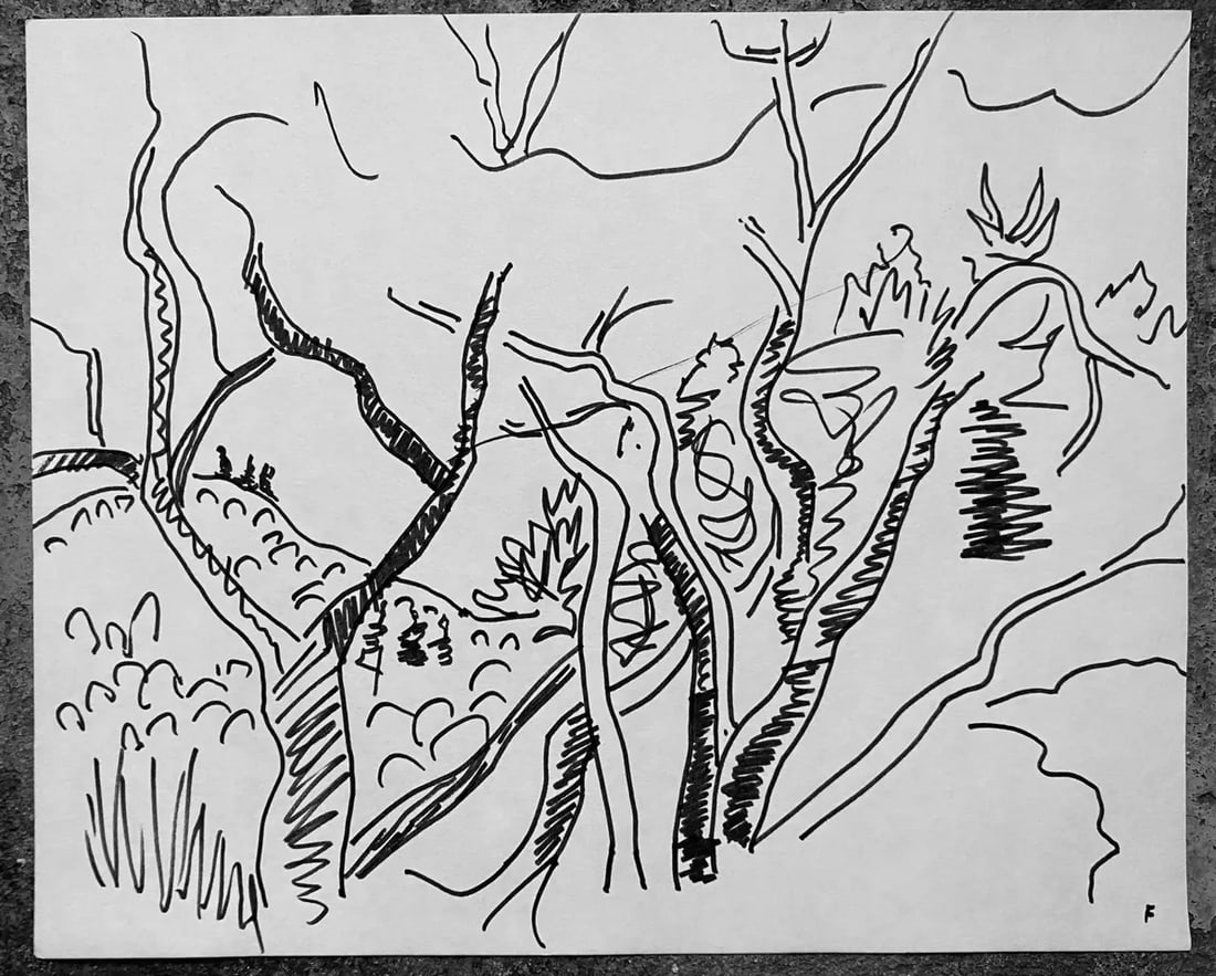 1960s Frank Wallace Landscape Drawing - 2