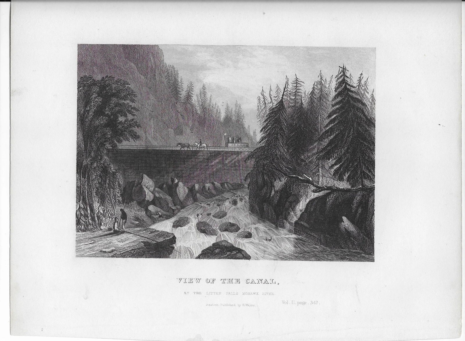 View of the Canal at the Falls of the Mohawk River Engraving - 2