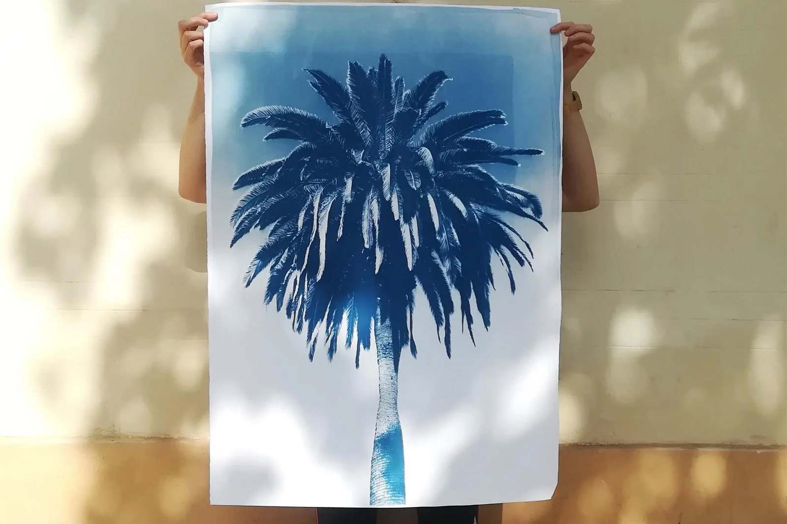 Zen Forest Waterfall, Original Cyanotype Vertical Triptych by Kind of Cyan, 2020, 3 Pieces - 10