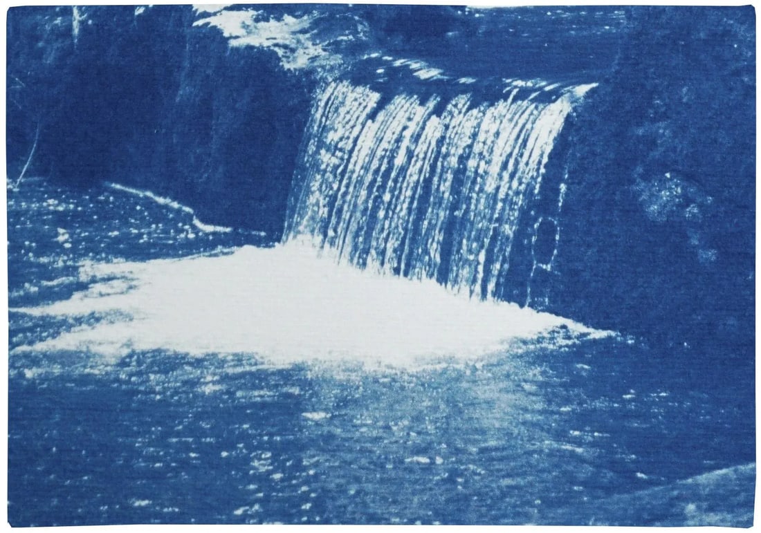 Zen Forest Waterfall, Original Cyanotype Vertical Triptych by Kind of Cyan, 2020, 3 Pieces - 5