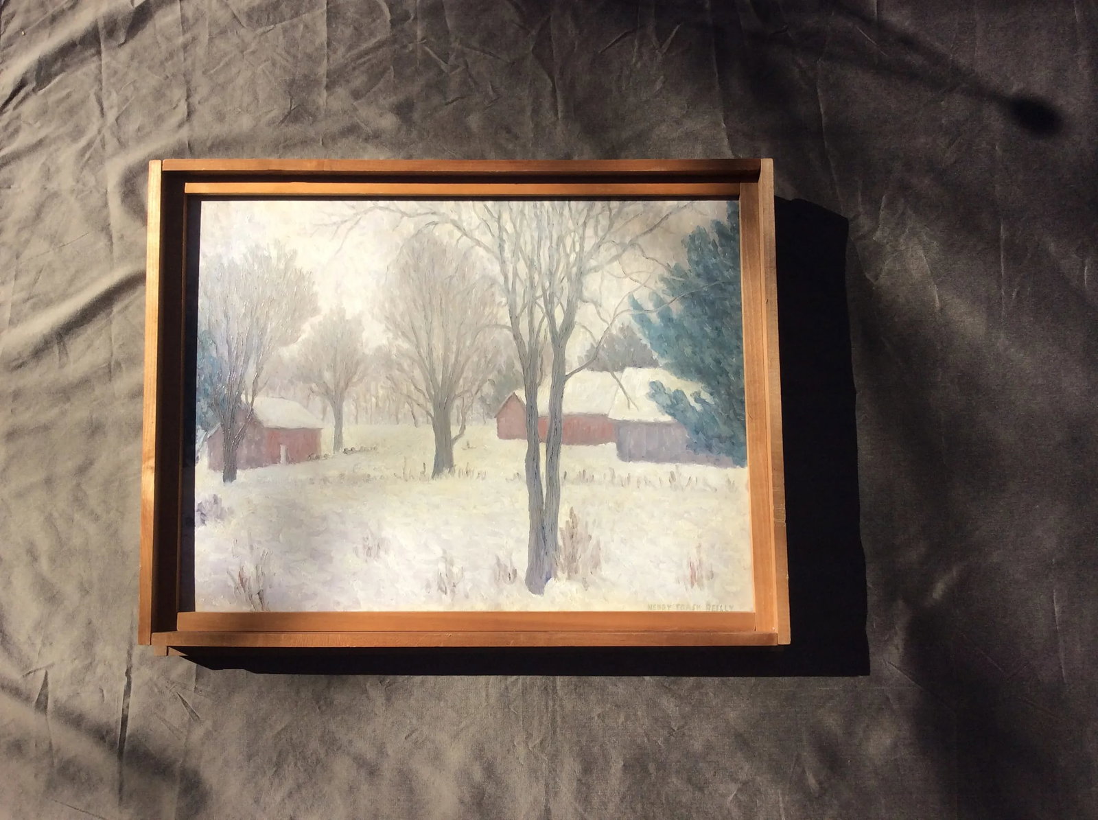 Vintage Henry Trask Reilly Vermont Winter Landscape Oil Painting - Original American Impressionist A - 10