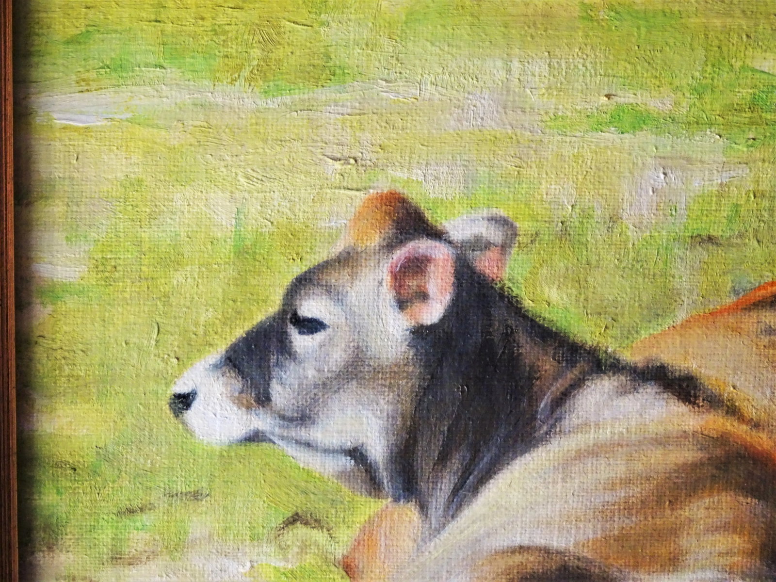 "Girl Talk", Framed Small Oil Painting on Artist Board, Sandra Eames, Vermont Artist, 2017 - 4