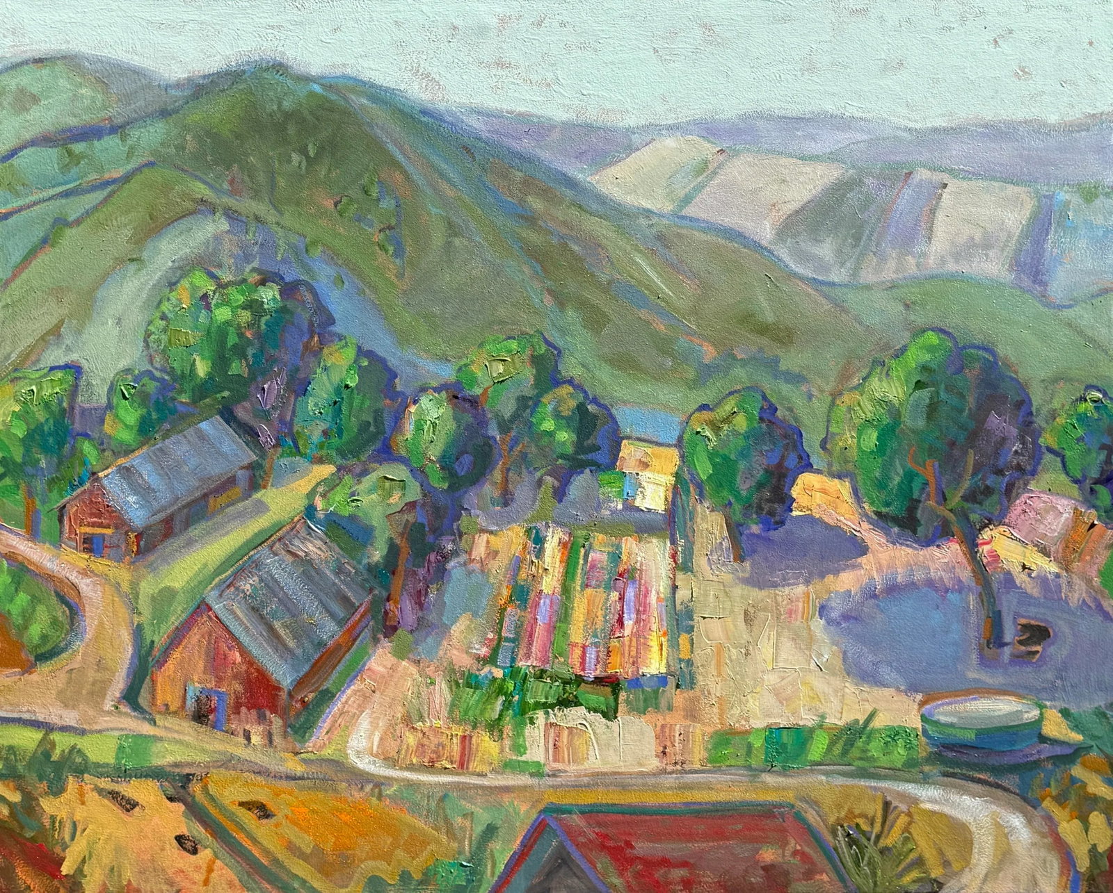 Diablo Ranch Large Expressionist Original Oil Landscape Painting: This large (48"x60") oil on canvas is an original by James Hartman. The use of color, texture and brushwork are typical of James's work and express a love of nature in its very essence. Painted in