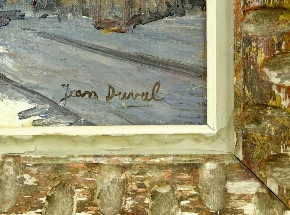 1930s Continental Street Scene by Jean Duval., Framed - 5