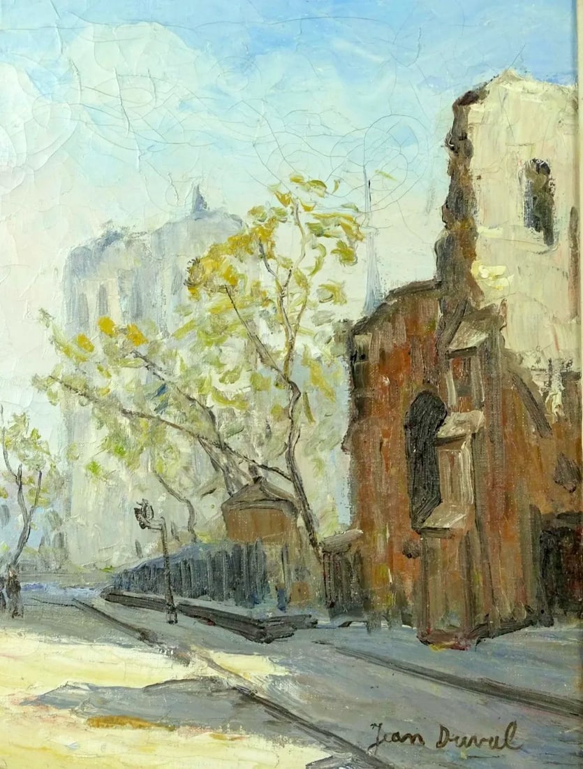 1930s Continental Street Scene by Jean Duval., Framed - 6