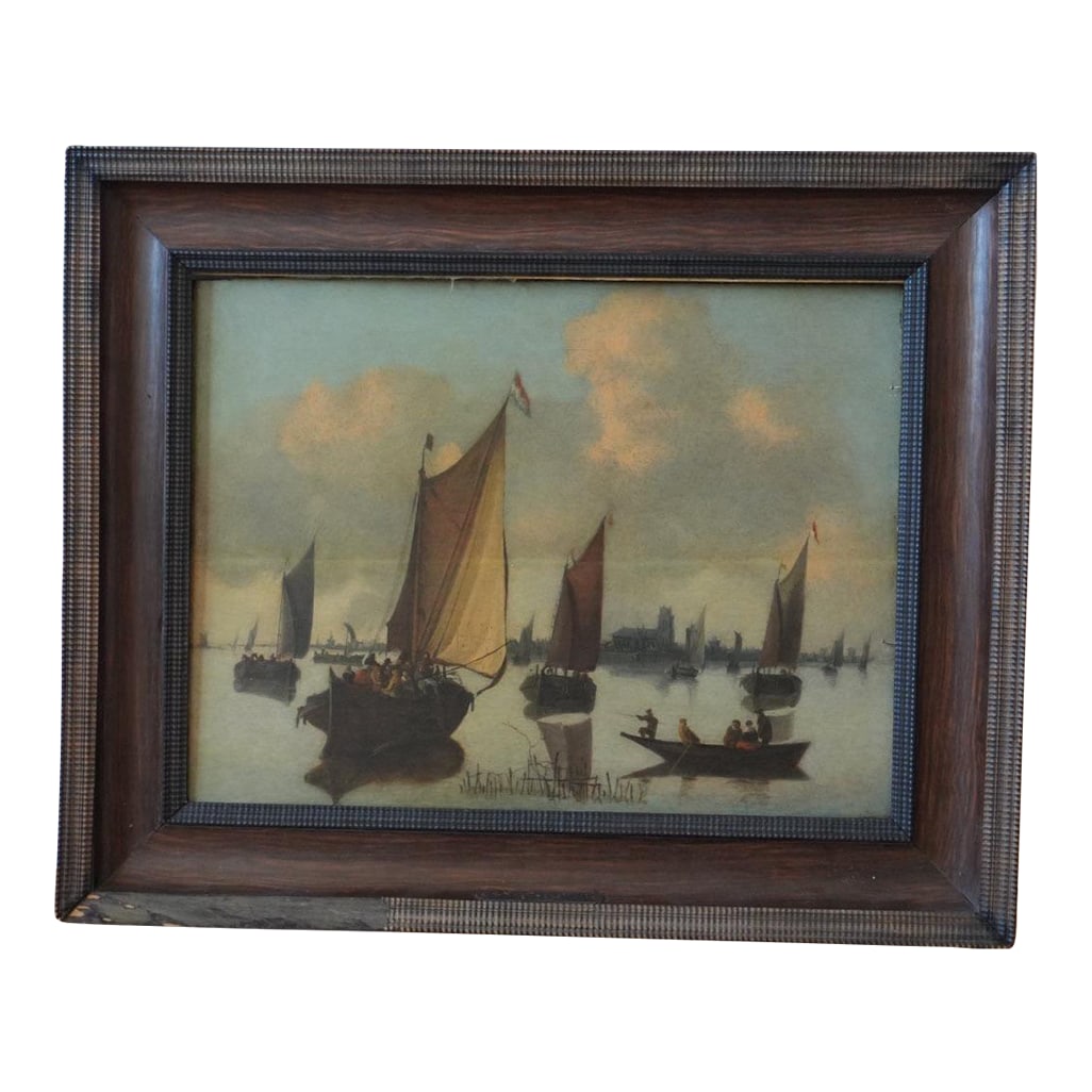 Mid 18th Century Hendrick De Meyer - Sailing Vessels Off the Coast, c.1770 Dutch, Oil on Panel, Fram: HENDRICK DE MEYER 1737 - 1793 , Sailing Vessels off the Coast, Dutch, signed with initials, dated, oil on panel, framed 26x21'', unframed 19.5x14.5'' $12500 was the price according to the appraisal