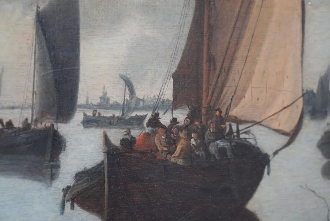 Mid 18th Century Hendrick De Meyer - Sailing Vessels Off the Coast, c.1770 Dutch, Oil on Panel, Fram - 3