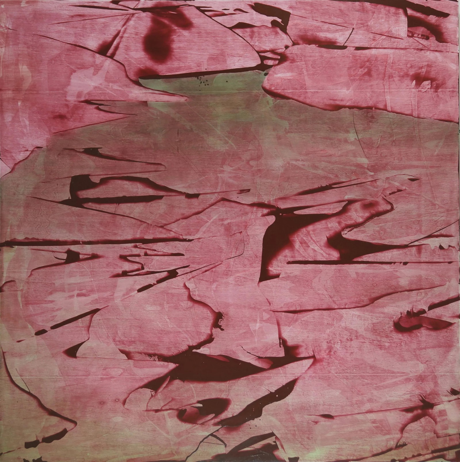 Still Waters, Original Painting by Marlene Struss: Still Waters is a large original biomorphic abstract expressionistic acrylic painting on panel by artist Marlene Struss, protected with satin polymer varnish, signed, wired, cradled in stained wood