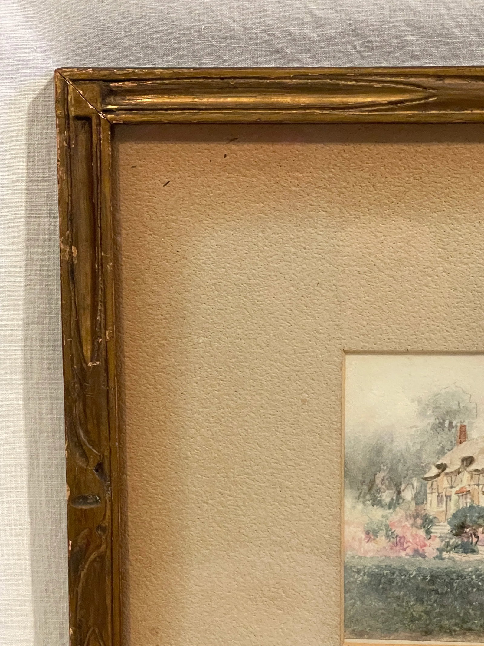 Jane Brewster Reid Cottage Floral 1930's Watercolor Anne Hathaway's, Framed - 12