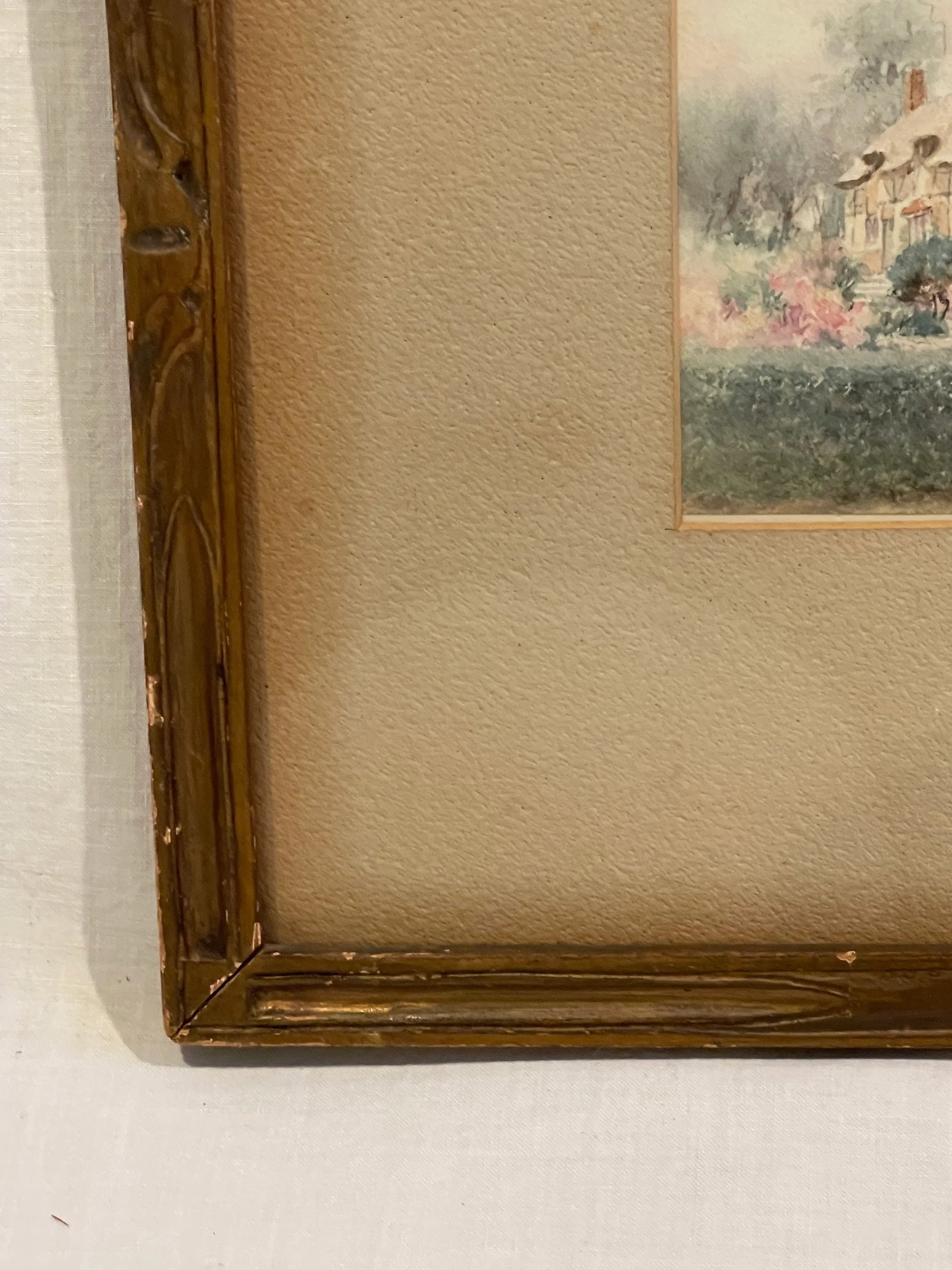 Jane Brewster Reid Cottage Floral 1930's Watercolor Anne Hathaway's, Framed - 13