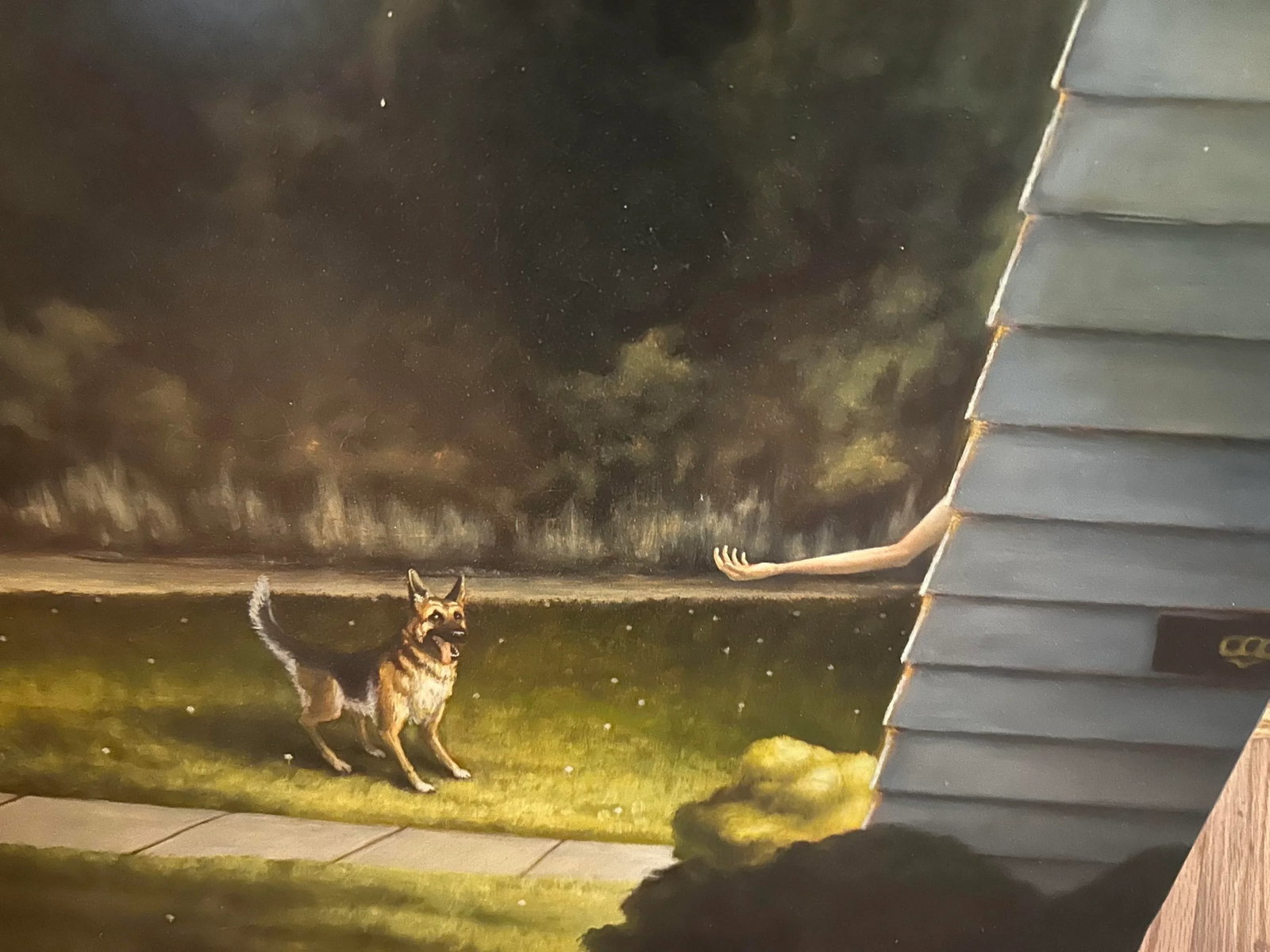 German Shepherd at the Door, Oil Painting by Dan Attoe - 3