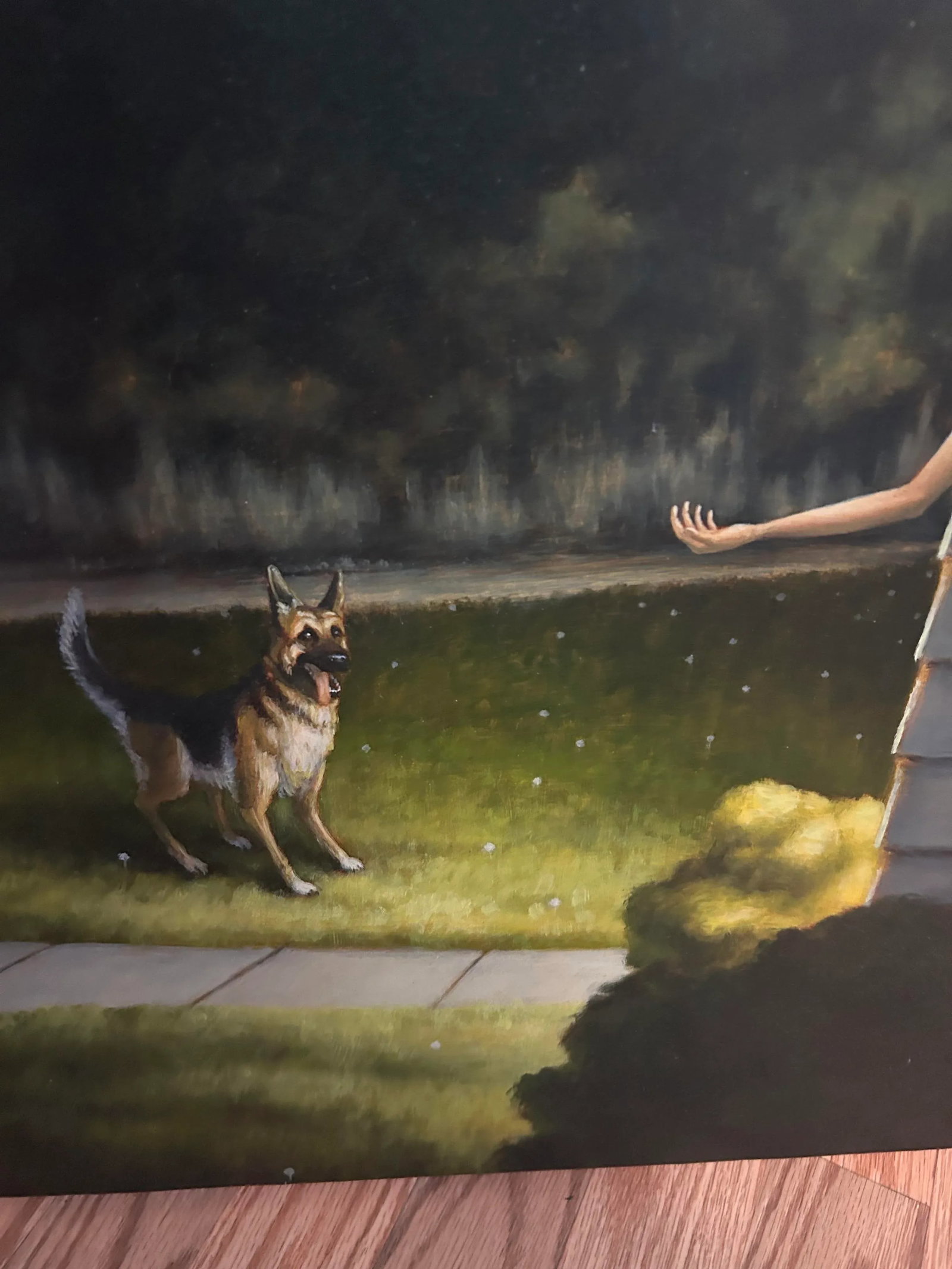 German Shepherd at the Door, Oil Painting by Dan Attoe - 4